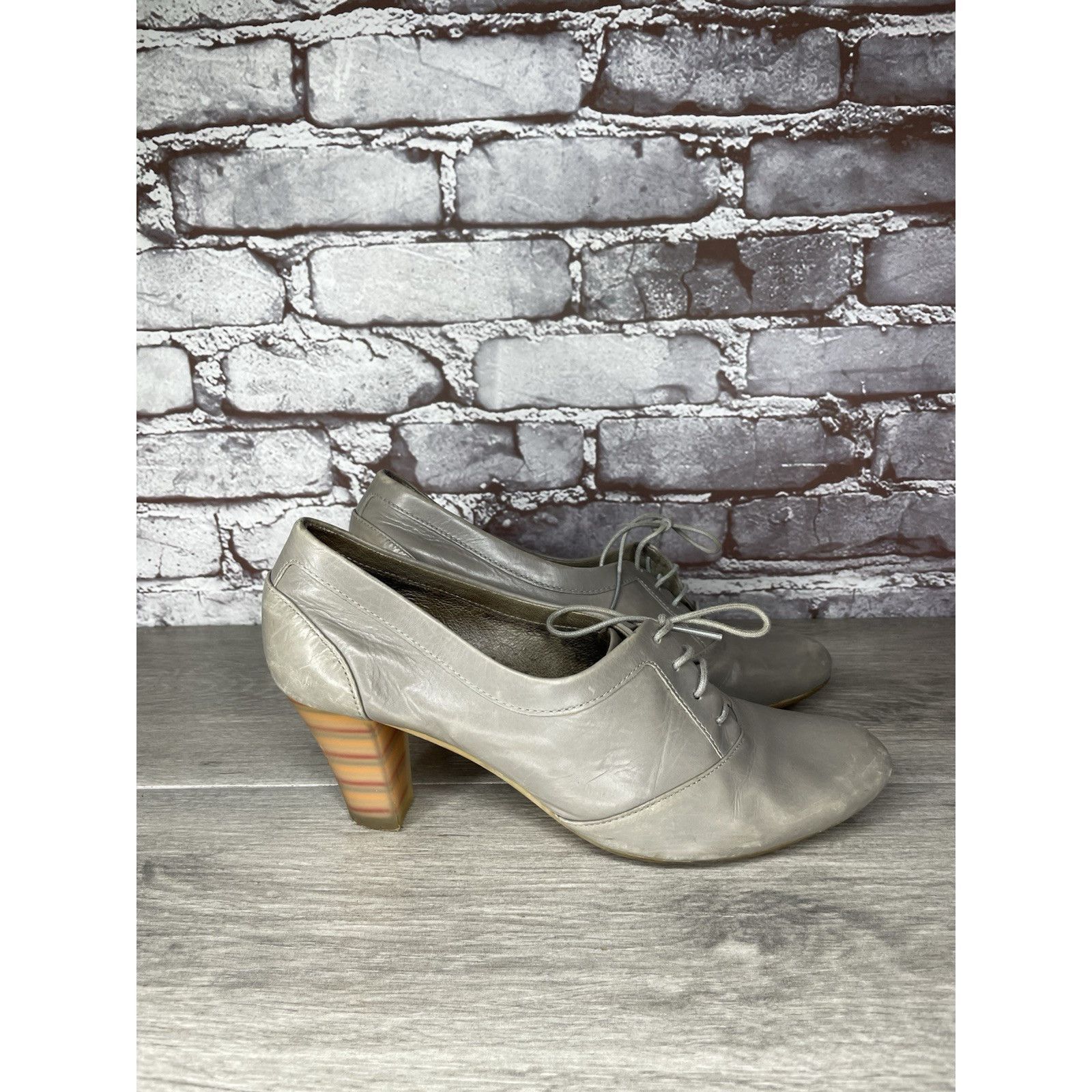 Camper Camper Gray Leather High Heel Lace Up Oxfords Shoes Women Sz Size US 7.5 / IT 37.5 - 8 Thumbnail