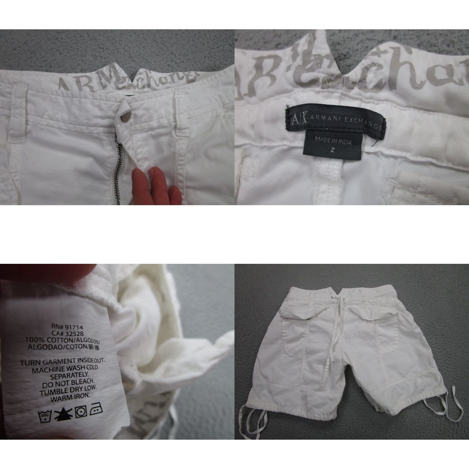 Armani Exchange VINTAGE Armani Exchange Shorts Womens 2 Surplus Army Utility Twill Cargo Drawstring Size 26" / US 2 / IT 38 - 8 Thumbnail