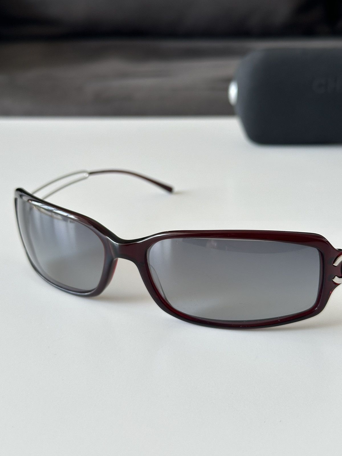 Vintage CHANEL Burgundy Rectangular Blue Leans Sunglasses 5038 Y2K Size ONE SIZE - 12 Thumbnail