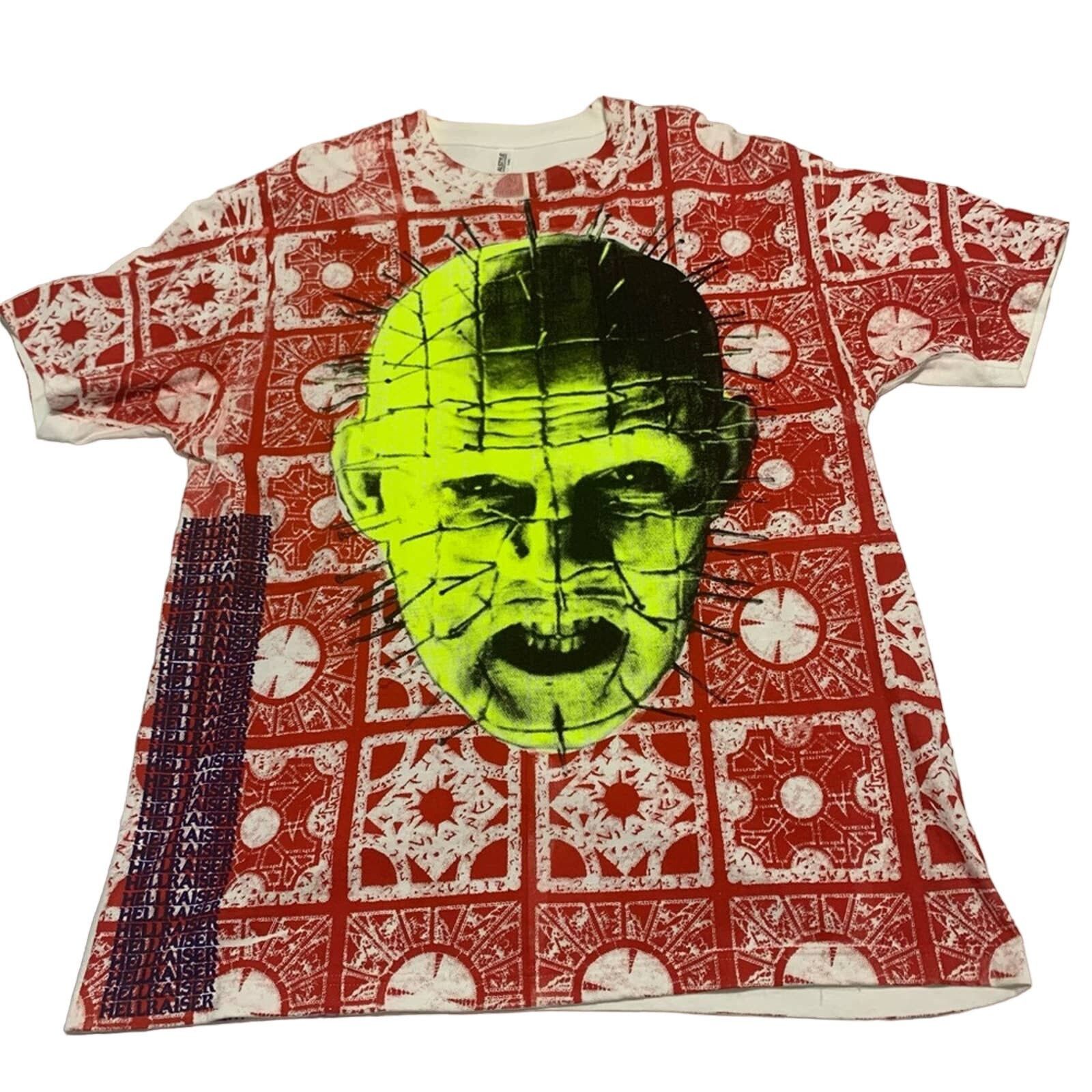 image of Hellraiser Pinhead All Over Print Rare Glow In Dark Shirt XL in White, Men's