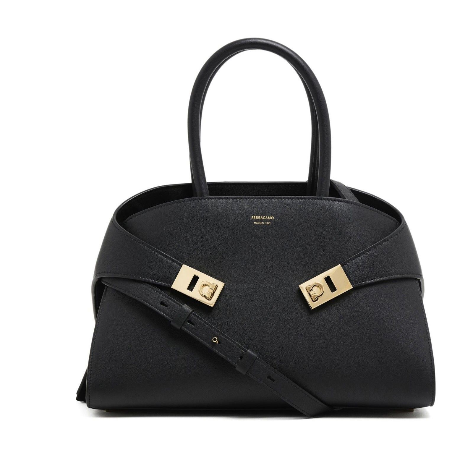 Salvatore Ferragamo FERRAGAMO Hug Small Black Leather Top Handle Bag New Size ONE SIZE - 1 Thumbnail