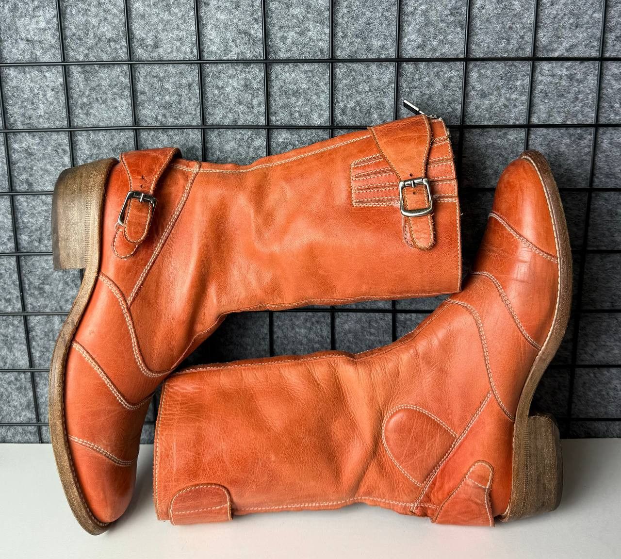 Belstaff Belstaff Roadmaster 1955 Orange Leather Rear Mid-Calf Boots Size US 7 / IT 37 - 3 Thumbnail