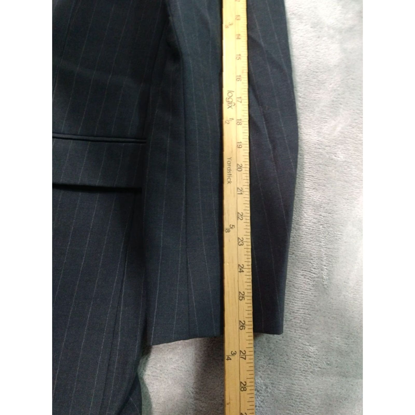 Brooks Brothers Brooks Brothers Blazer Mens 42L Wool Pinstripe Gray Stretch 2 Piece Jacket Notch Lapel Single-Breasted Two-Button Long Sleeve Wool Coat Mens Size 42R - 6 Thumbnail