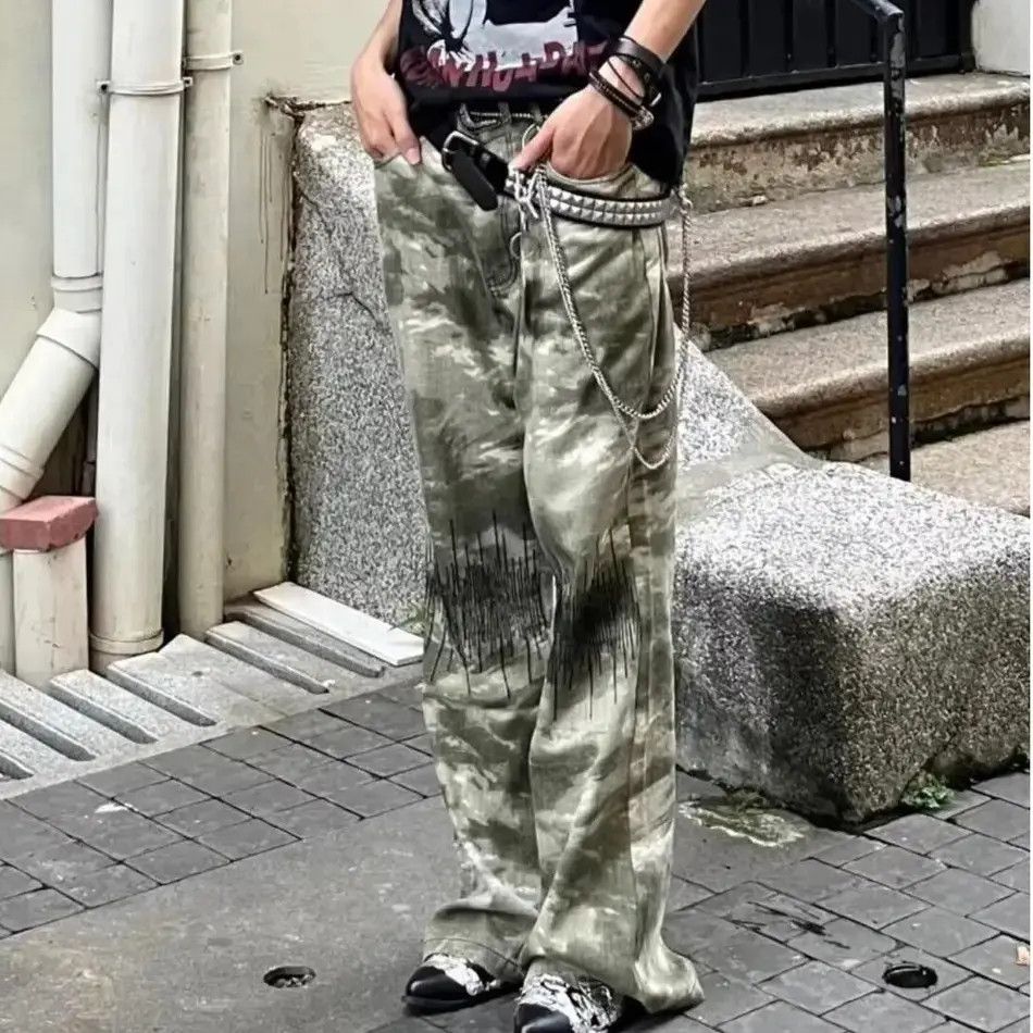 Japanese Brand Retro loose camouflage micro flared jeans Size US 30 / EU 46 - 2 Thumbnail