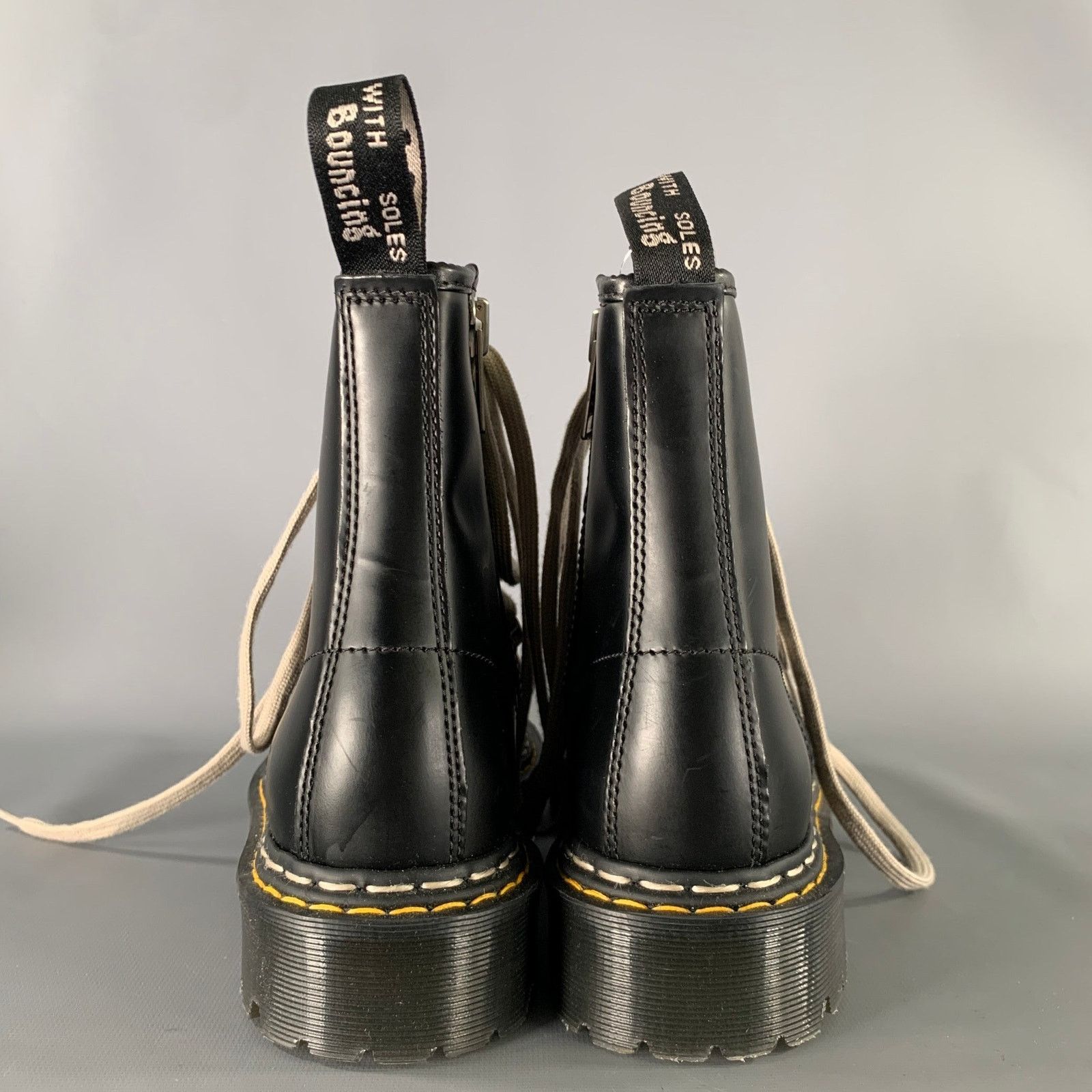 Dr. Martens DOC MARTENS Size 9 Black Yellow Solid Leather Boots Size US 9 / EU 42 - 3 Thumbnail