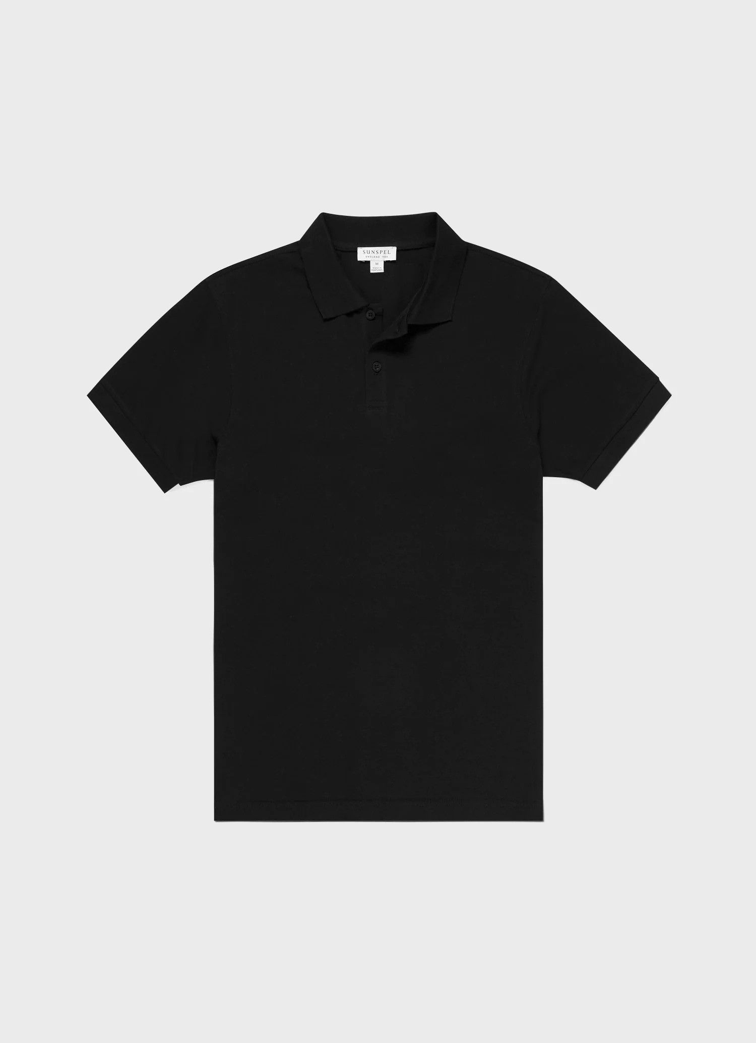Sunspel England Supima Cotton Piqué Polo Shirt Black