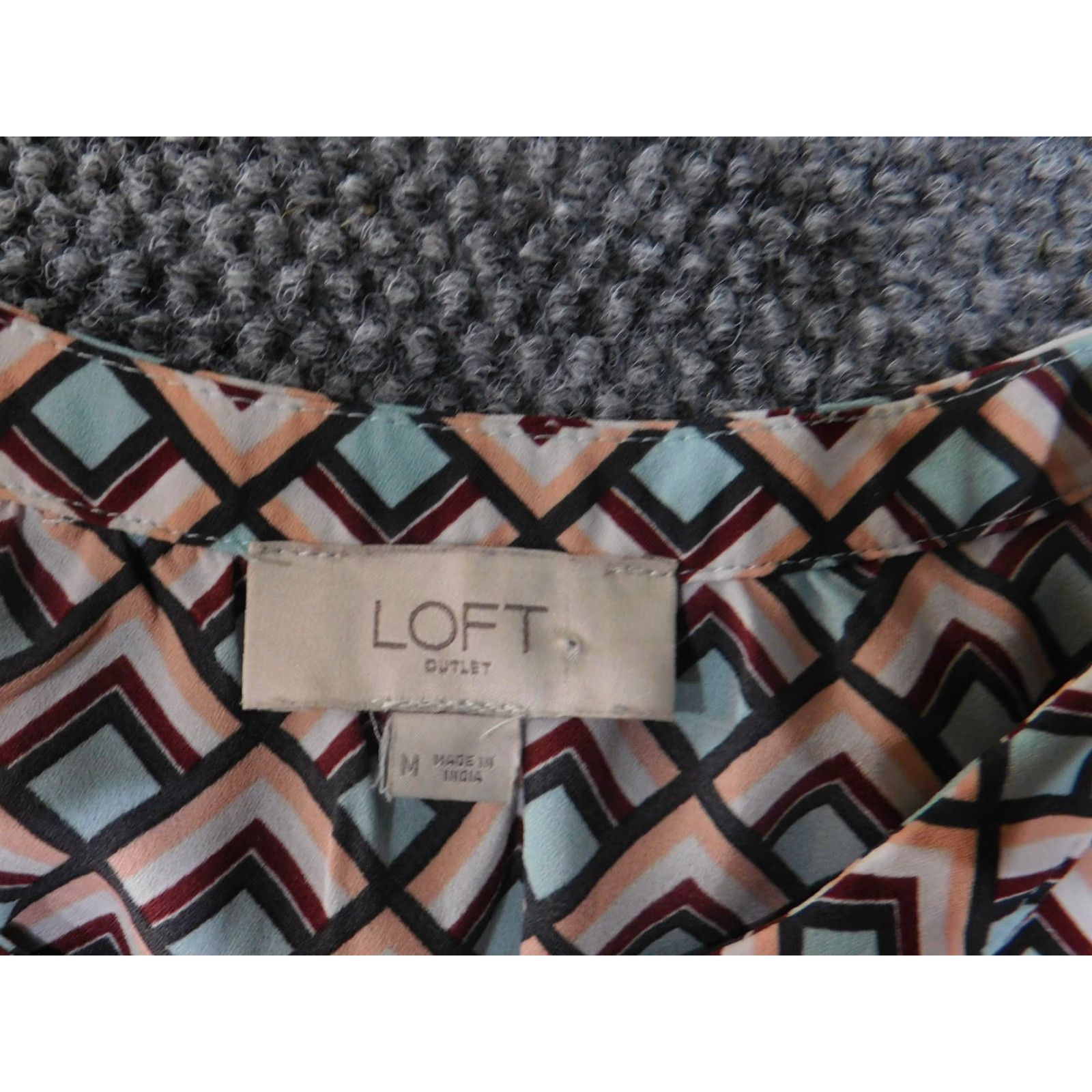 Loft LOFT Outlet Blouse Womens Medium Multicolor Geometric Print Sleeveless Button Top Shirt Size M / US 6-8 / IT 42-44 - 5 Thumbnail