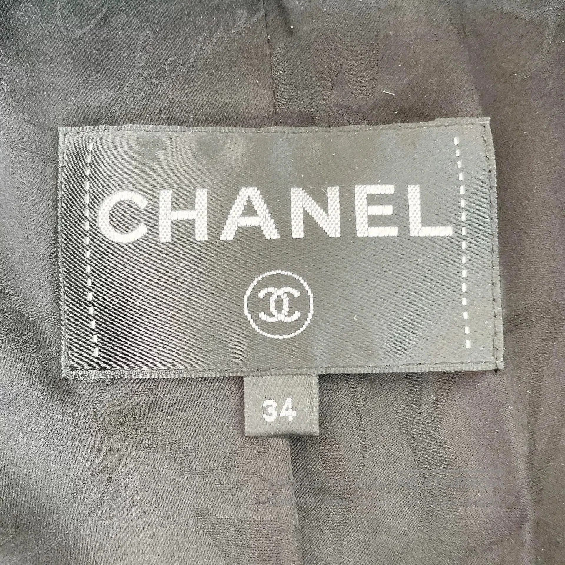 Chanel CHANEL Black Brown Crop Belted Coat. Size US S / EU 44-46 / 1 - 6 Thumbnail
