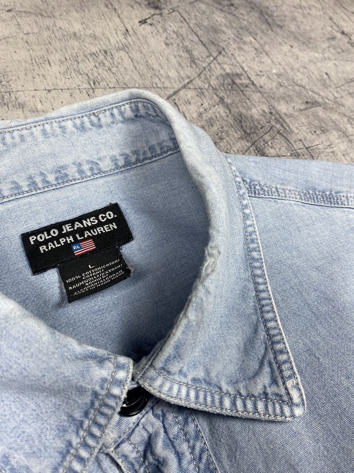 Polo Ralph Lauren Vintage Polo Jeans Co Ralph Lauren Distressed Denim Shirt Size US L / EU 52-54 / 3 - 6 Thumbnail