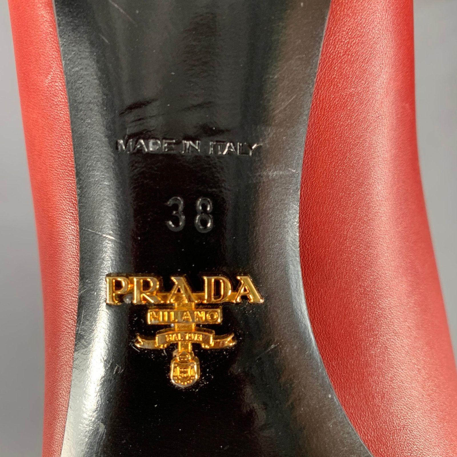 Prada PRADA Size 8 Red Leather Kitten Heel Pointed Toe Pumps Size US 8 / IT 38 - 8 Thumbnail