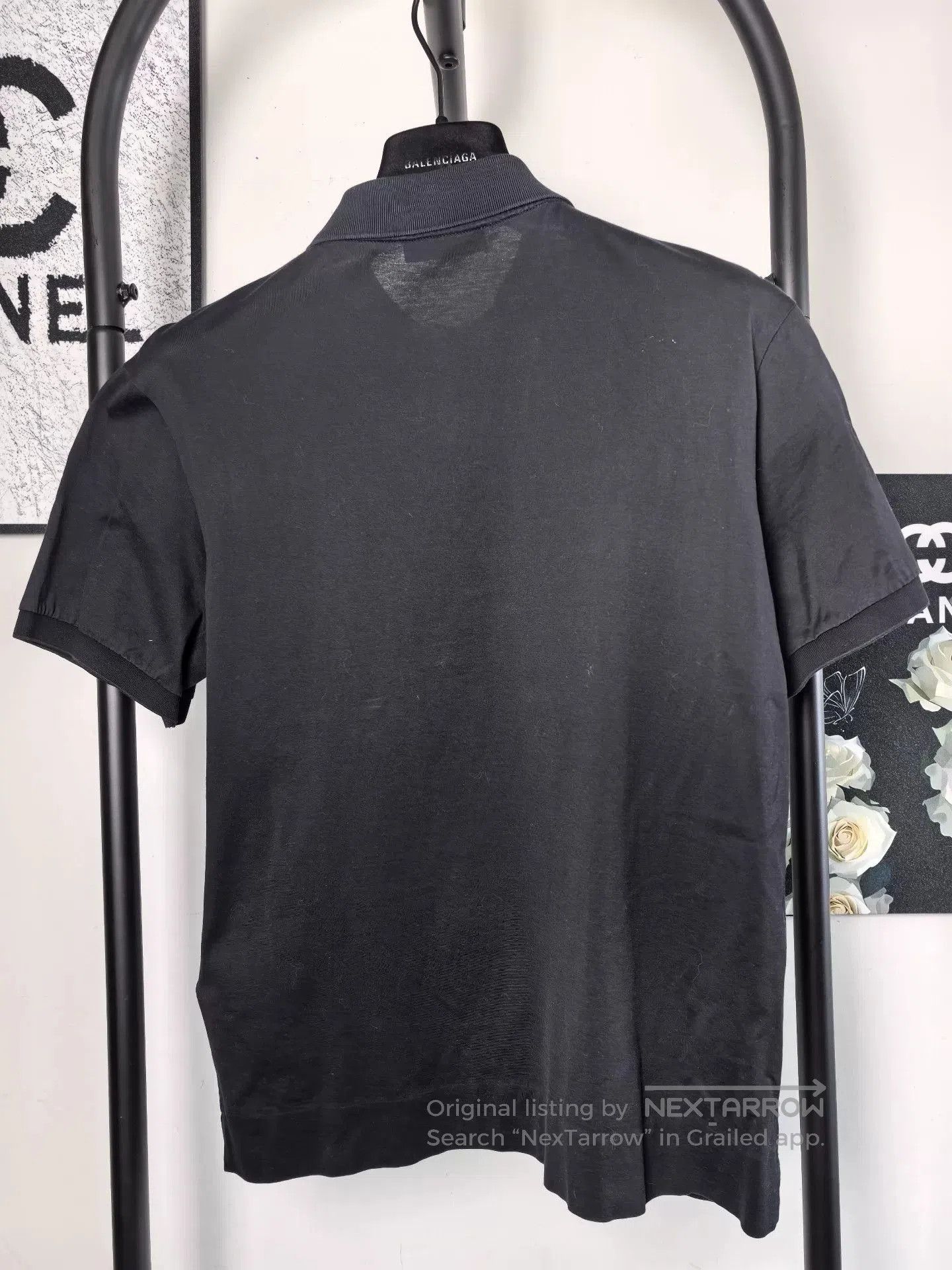 Prada Black Triangle Logo Polo Shirt.