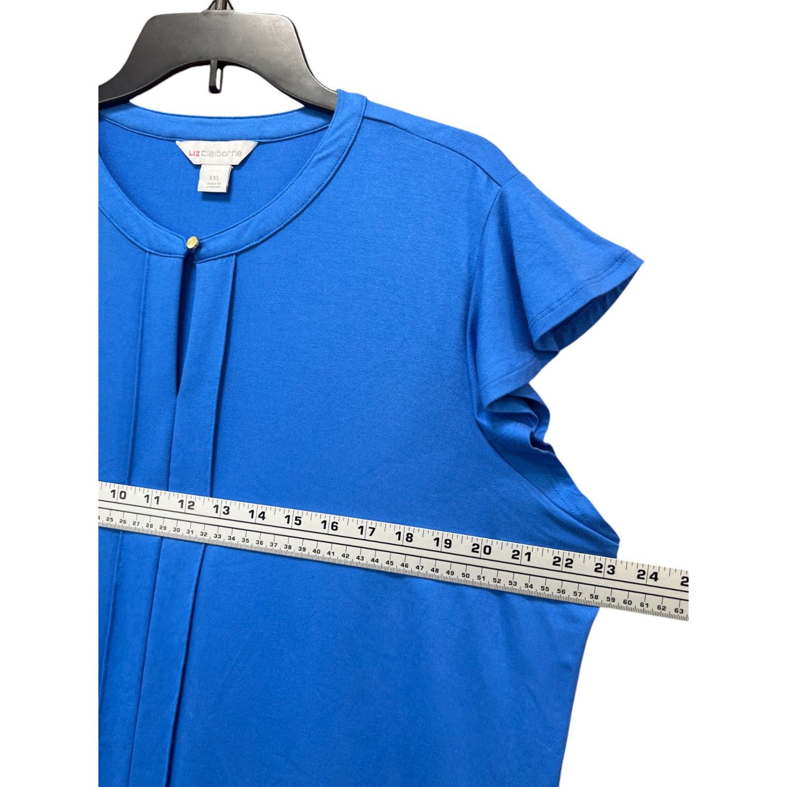 Other Liz Claiborne - Women's Keyhole Neck Short Sleeve Blouse - B Size XXL / US 16-18 / IT 52-54 - 5 Thumbnail