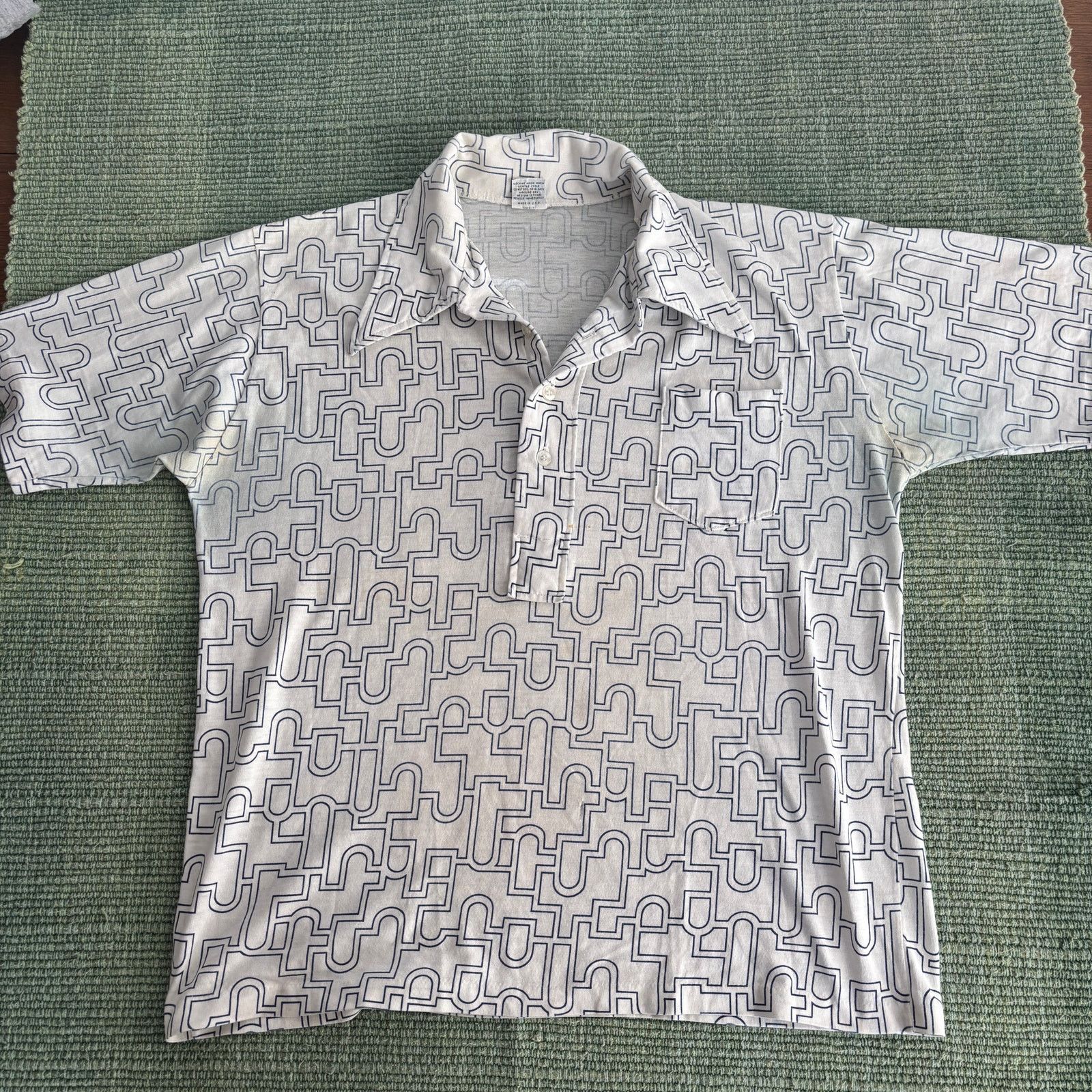 Vintage True vintage 70s pullover short sleeve collared shirt aop Size US L / EU 52-54 / 3 - 3 Thumbnail