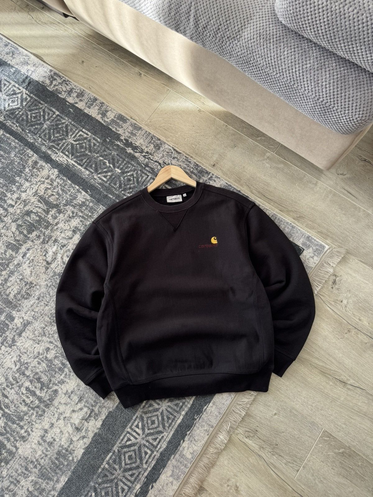Carhartt Black American Script Logo Basic Sweatshirt