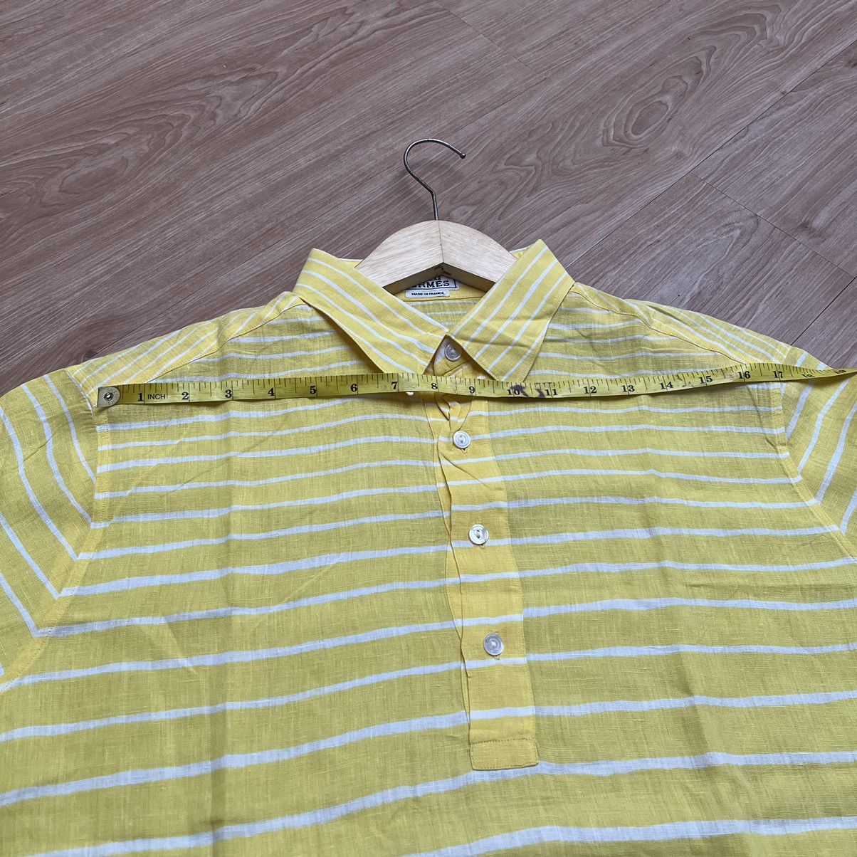 Hermes Vintage Hermes Paris Half Button Ups Linen Shirt Yellow Size US L / EU 52-54 / 3 - 16 Thumbnail