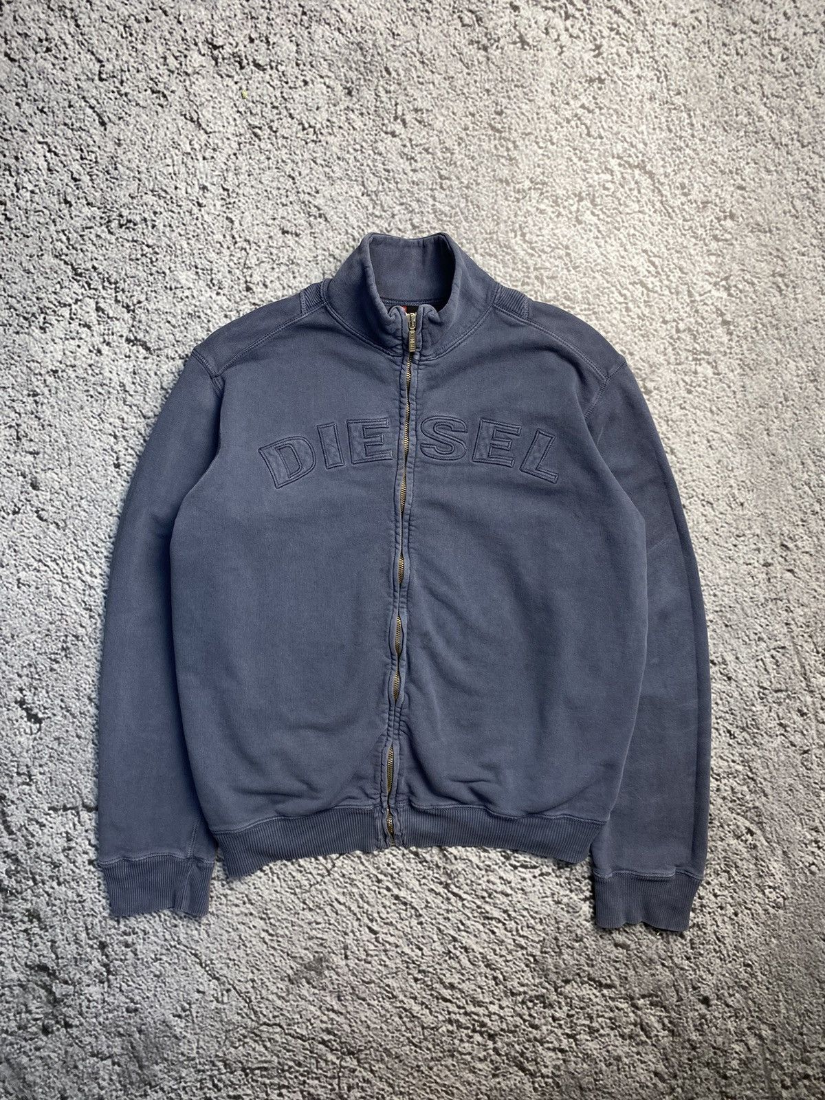 image of Diesel Vintage Zip Sweater Big Logo in Grey, Men's (Size XL)