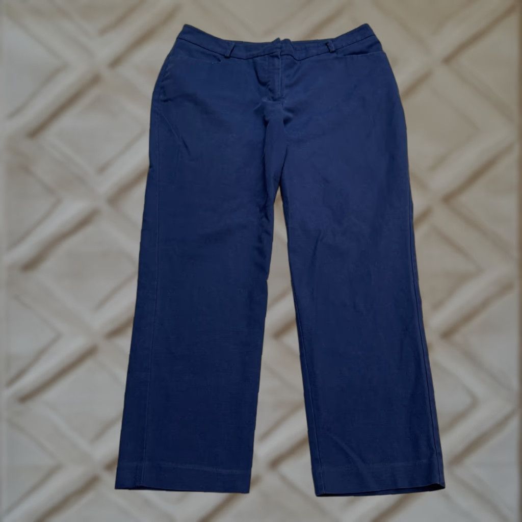 Madewell Dana Buchman Dress Pants Womens 14 Navy Blue Straight Leg Casual Lightweight Pockets Size 36" / US 14 / IT 50 - 1 Thumbnail