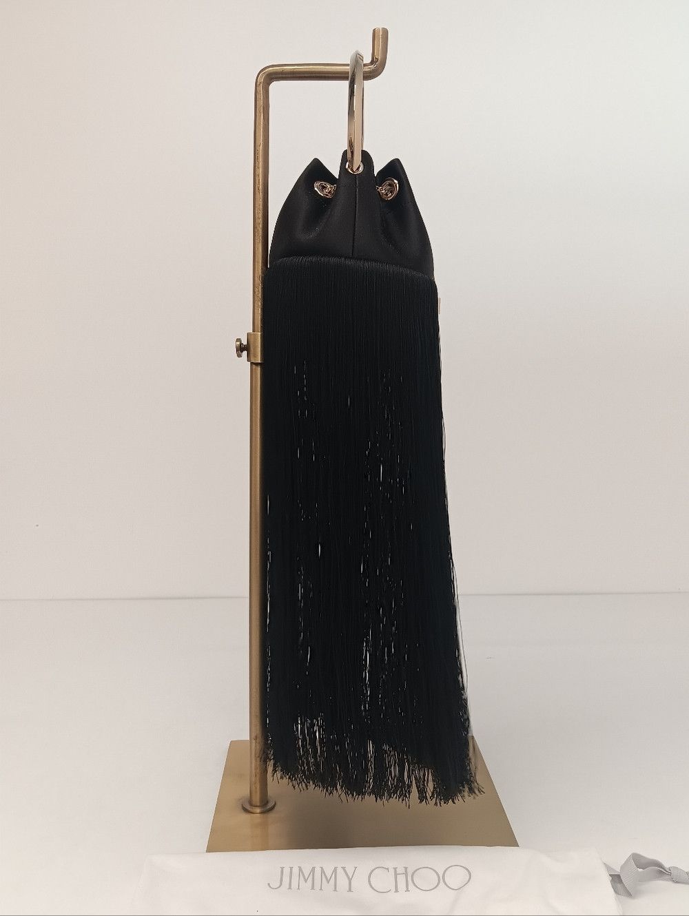 Jimmy Choo Jimmy Choo Bon Bon Small Fringed Satin Bucket Bag - Black Size ONE SIZE - 6 Thumbnail