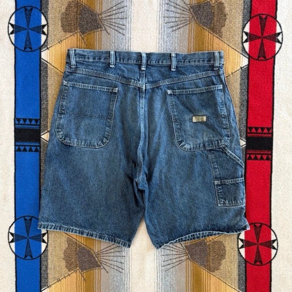 Wrangler VINTAGE Wrangler Carpenter Denim Jean Shorts Jorts 36 Men Blue Regular Waist 36 Work Grunge 90s Y2K Skate Denim Shorts Size US 36 / EU 52 - 2 Thumbnail
