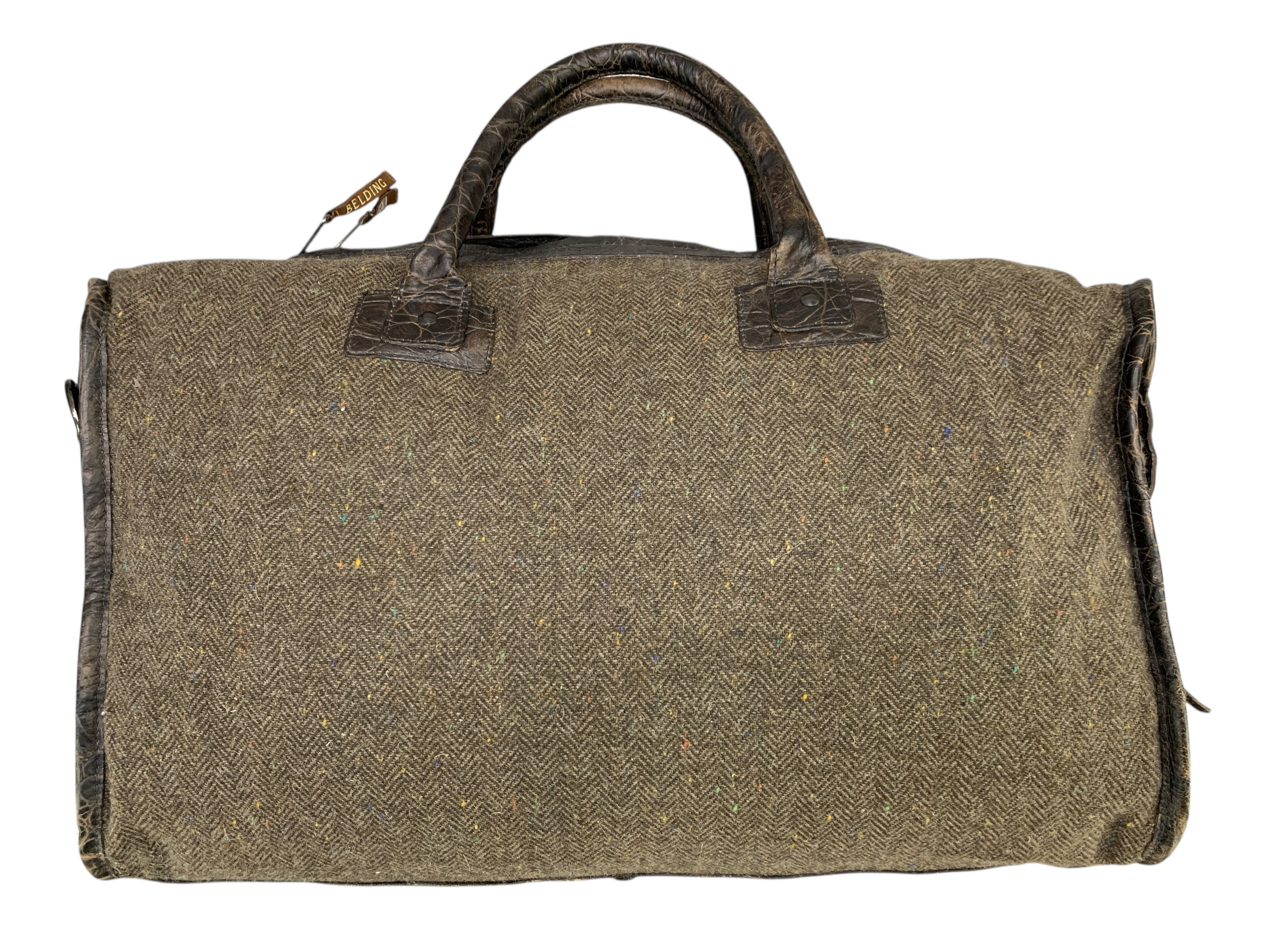 Japanese Brand × Vintage LINKSOUL by BELDING Boston Bag Leather Wool Herringbone Size ONE SIZE - 2 Thumbnail