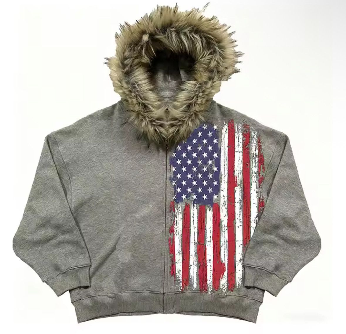Other Fashion Punk Big American Flag Fur Hat Graphic Hoodies Size US M / EU 48-50 / 2 - 1 Thumbnail