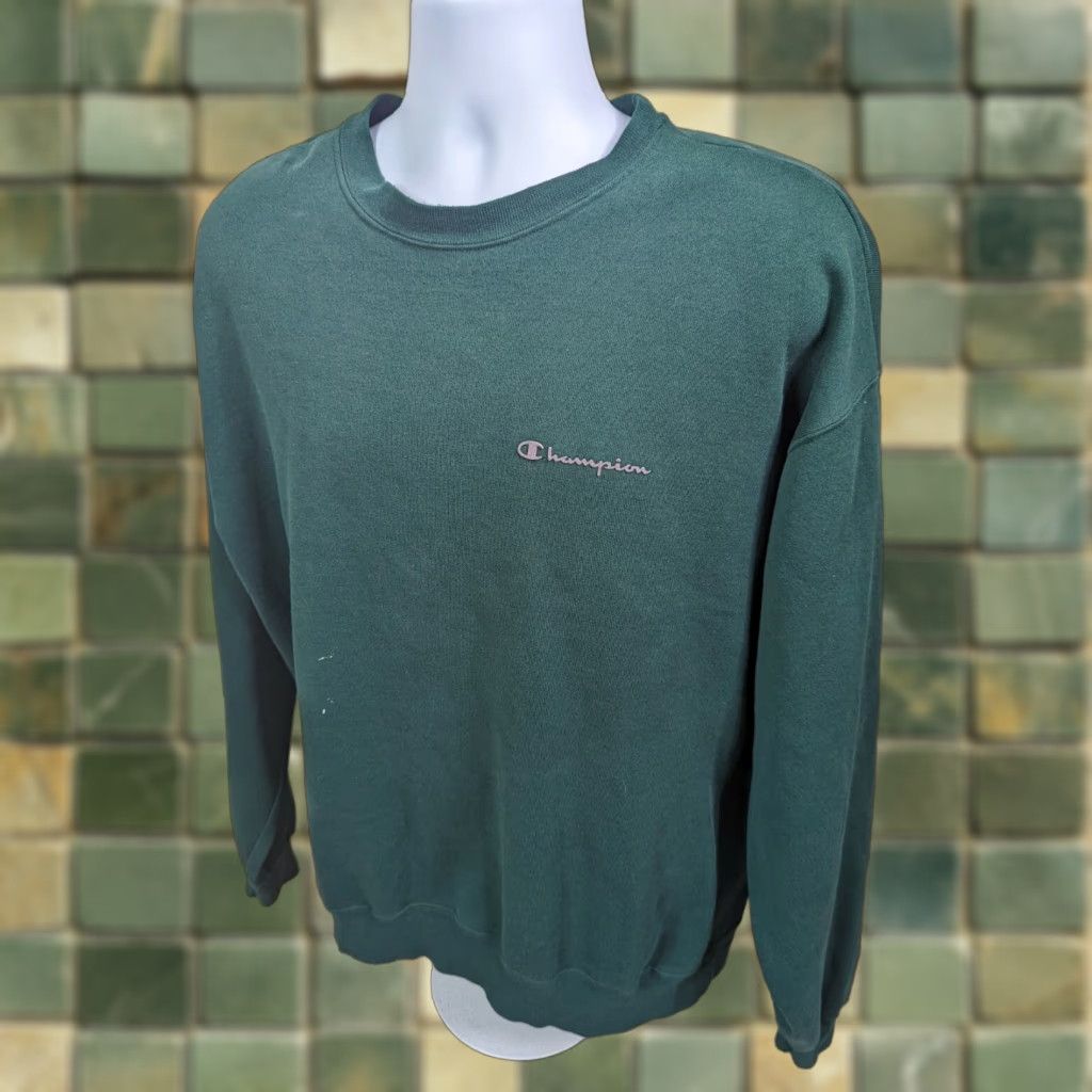 Champion VINTAGE Champion Men's XL Logo Pullover Crewneck Sweatshirt Distressed Green - Sweatshirt - Logo Mens XL Green 90s Size US XL / EU 56 / 4 - 1 Thumbnail