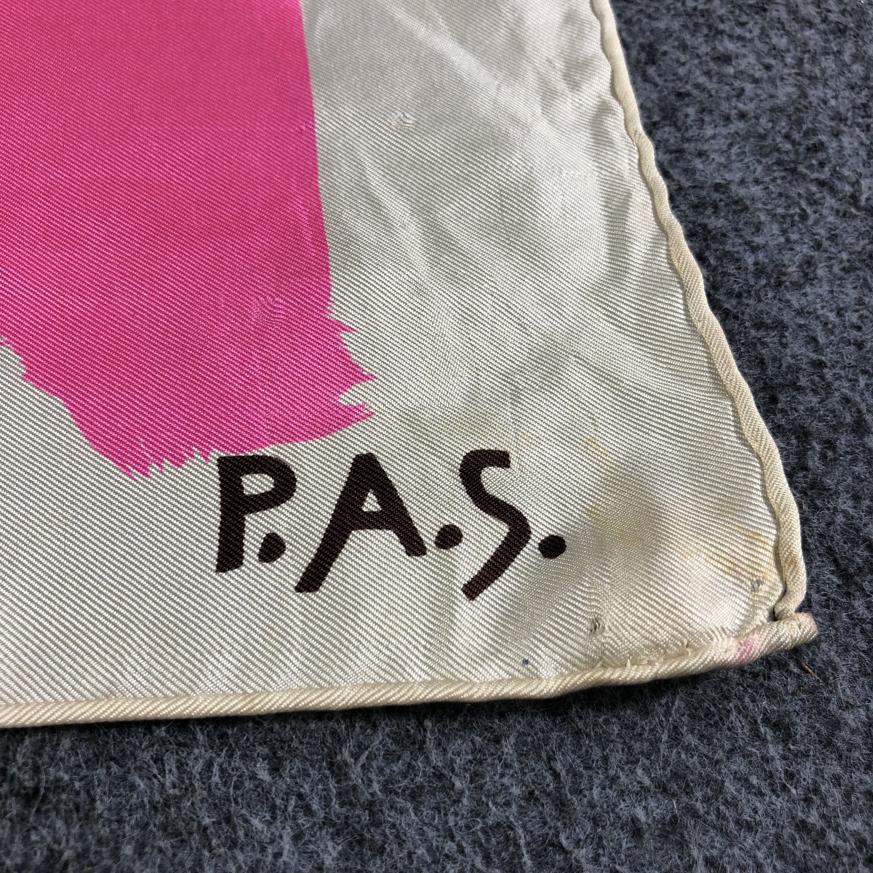 Vintage PAS Abstract Hand Rolled Silk Scarf M442 Size ONE SIZE - 3 Thumbnail