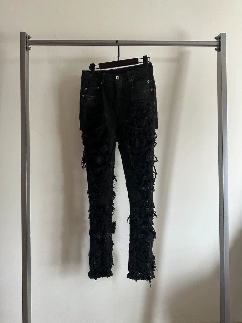 Rick Owens Rick Owens Erosion-Destructed Slim Streamer Wax-Brushed Je Size US 30 / EU 46 - 3 Thumbnail