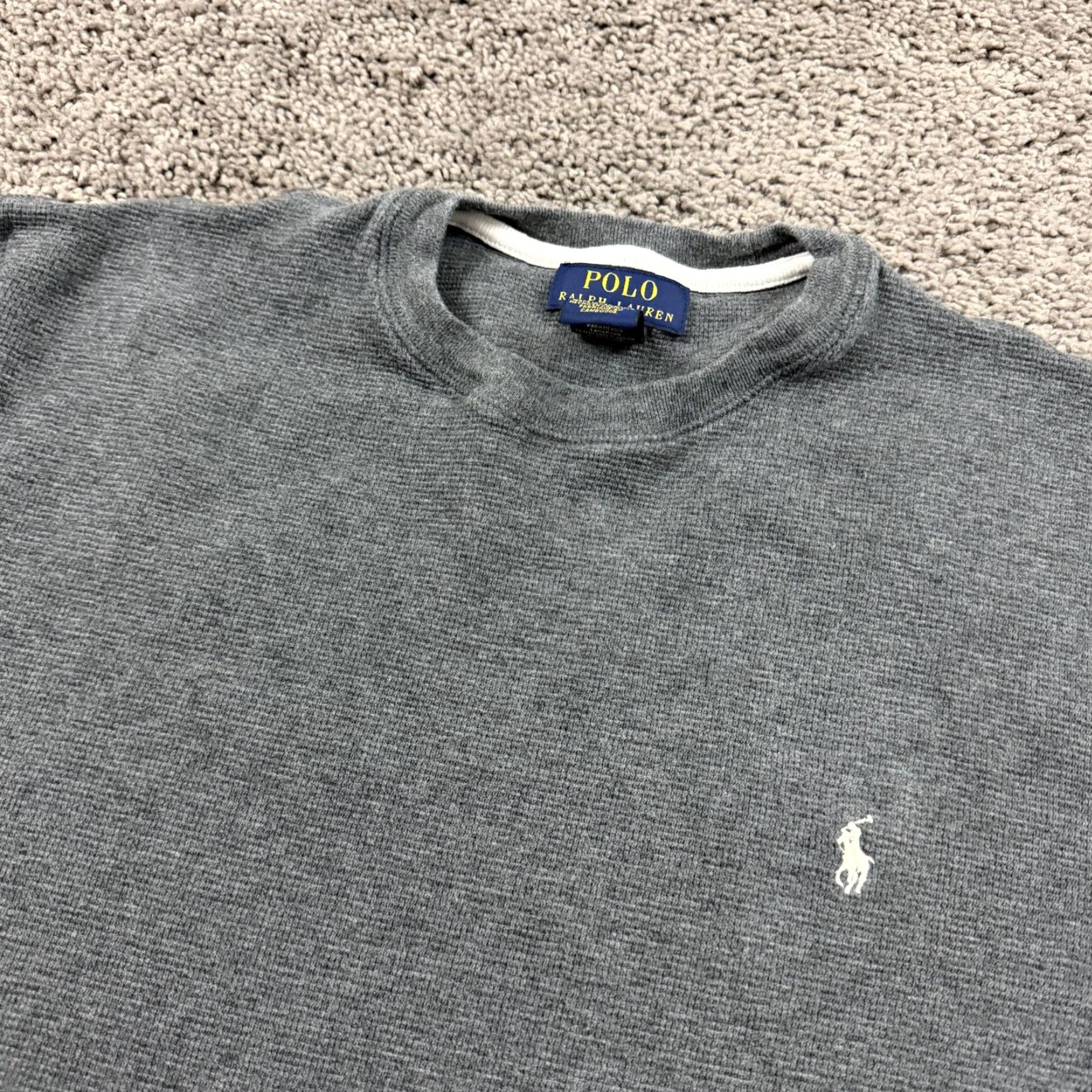 Polo Ralph Lauren Polo Ralph Lauren Shirt Mens XL Gray Thermal Long Sleeve Crewneck Cotton Pony Size US XL / EU 56 / 4 - 2 Thumbnail