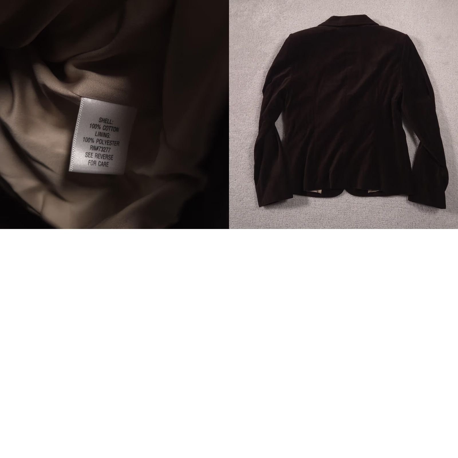 Croft & Barrow Croft & Barrow Womens Blazer 10 Brown Velvet Two Button Lined Career Jacket Size L / US 10 / IT 46 - 9 Thumbnail