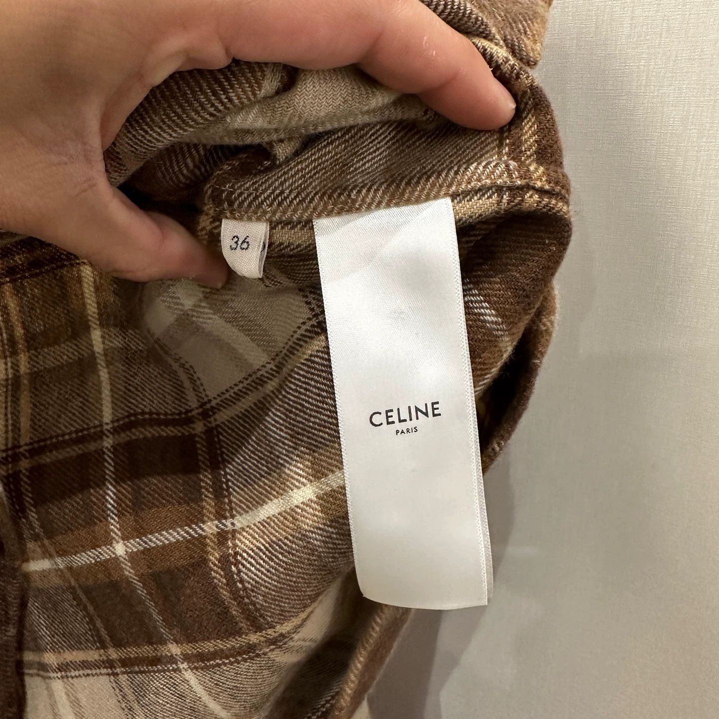 Celine Celine Triumph Arc Logo Gingham Cashmere Shirt 36 Size XS / US 0-2 / IT 36-38 - 4 Thumbnail