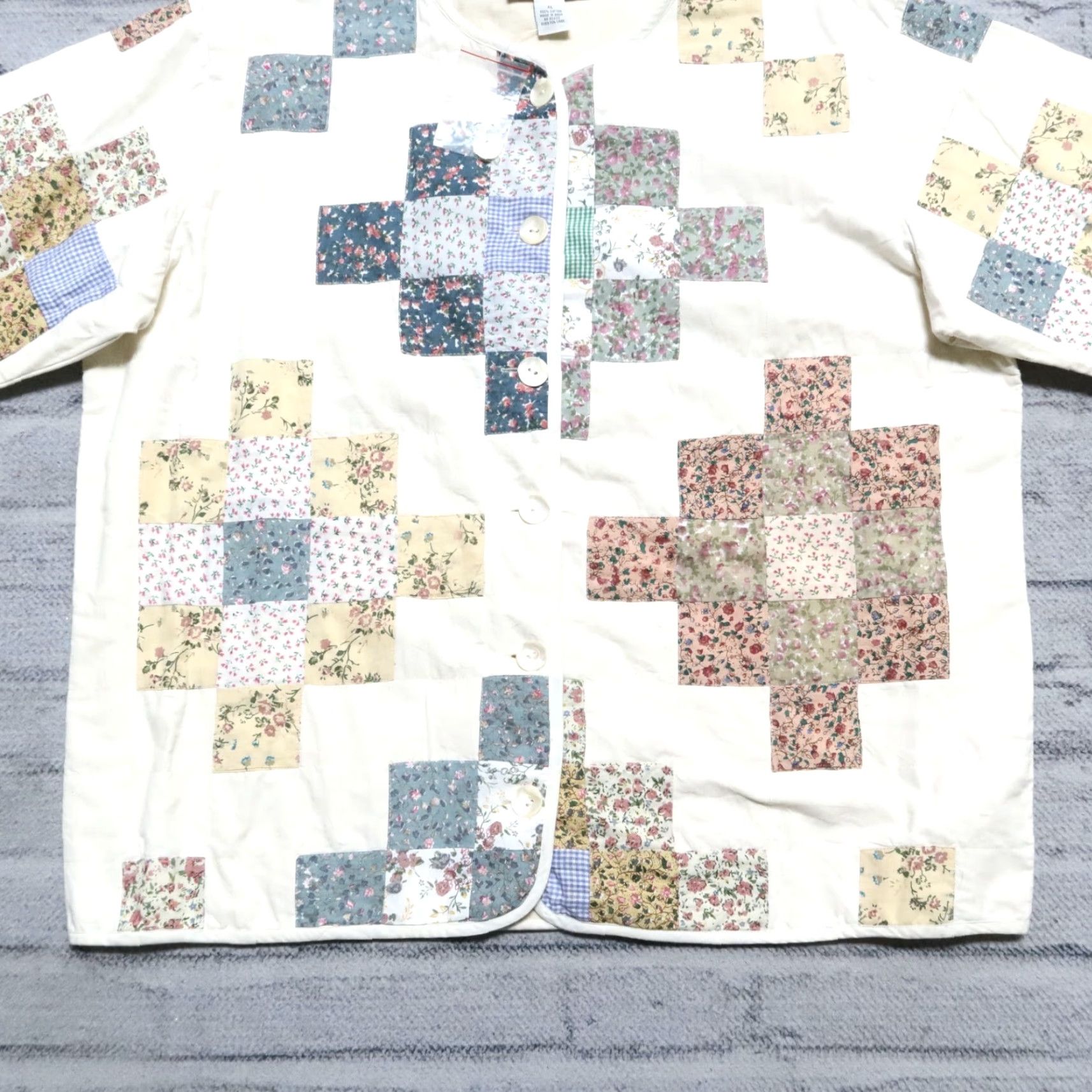 Orvis VINTAGE Orvis Jacket 90s XL White Women Deadstock Patchwork Blanket Size XL / US 12-14 / IT 48-50 - 3 Thumbnail