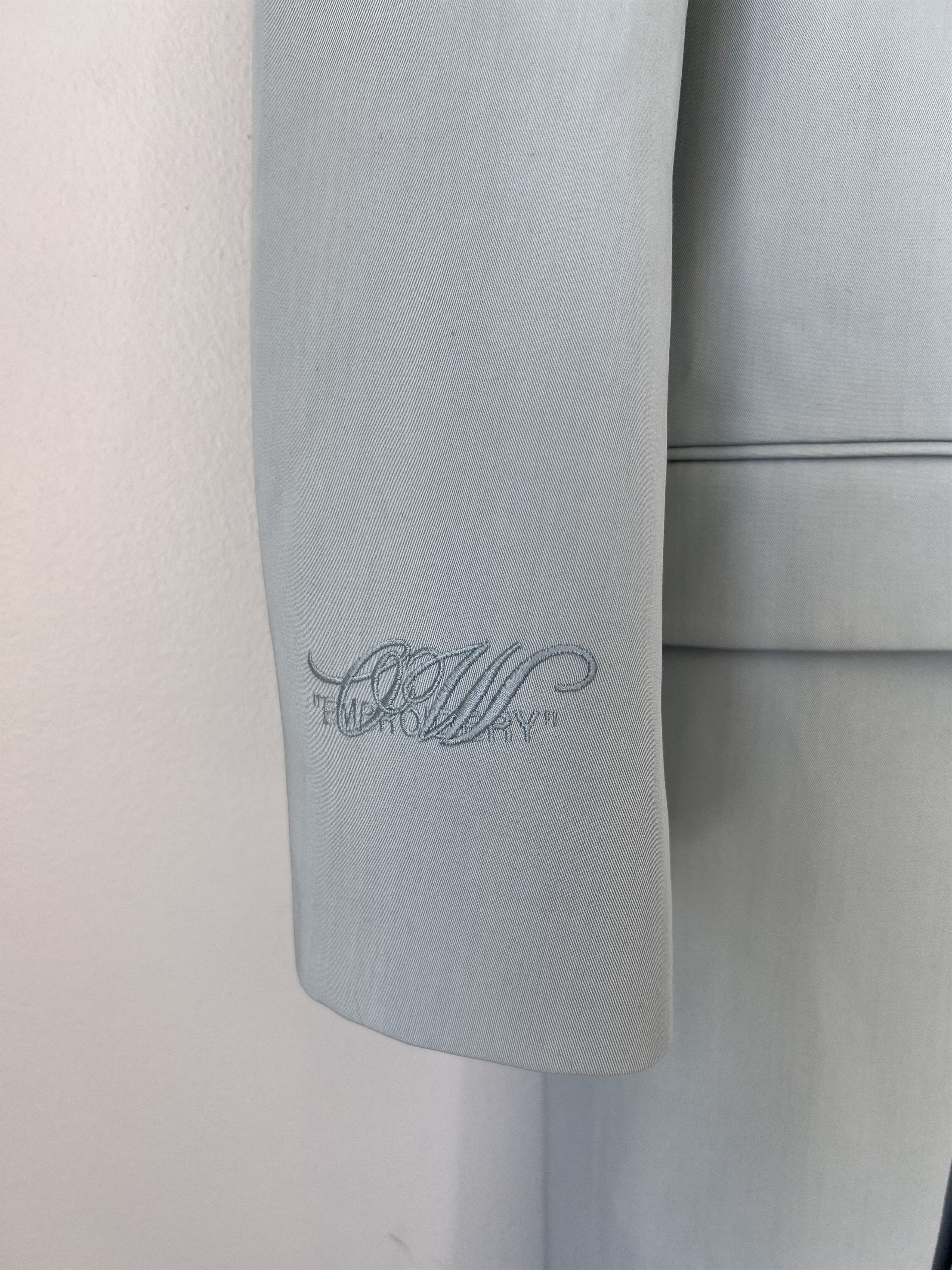 Off-White Off White Embroidered Double Wool Skate Zip Coat in Blue Size US M / EU 48-50 / 2 - 5 Thumbnail