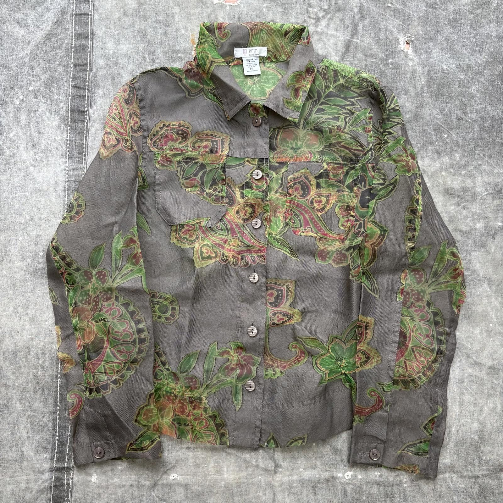 Vintage Vintage 90s Y2K Paisley Floral Semi-Sheer Button Up Blouse Size M / US 6-8 / IT 42-44 - 1 Thumbnail