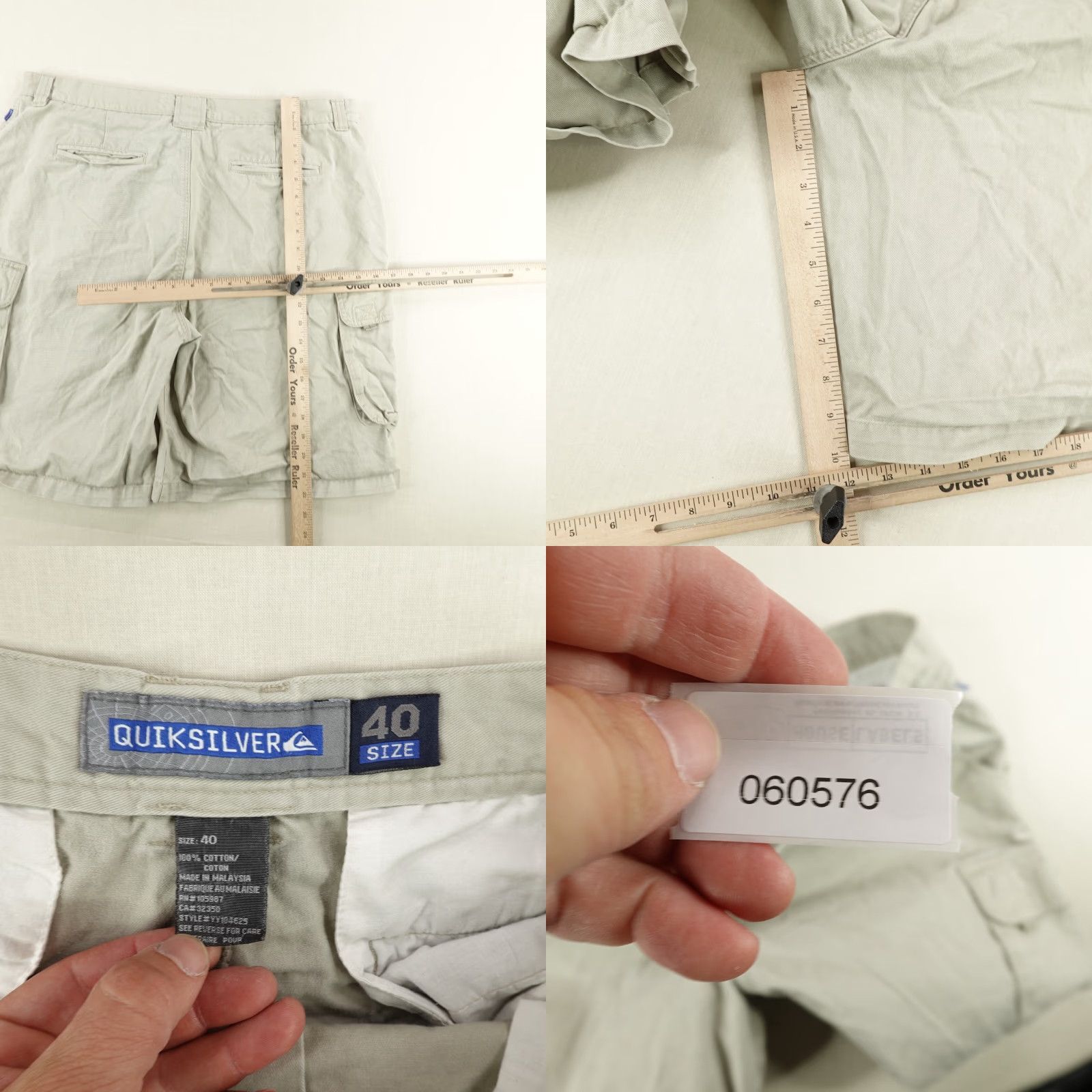 Quiksilver VINTAGE Quiksilver Cargo Shorts Mens 40 Beige Cotton Relaxed Fit Outdoor Casual Skate Surf Size US 39 - 8 Thumbnail