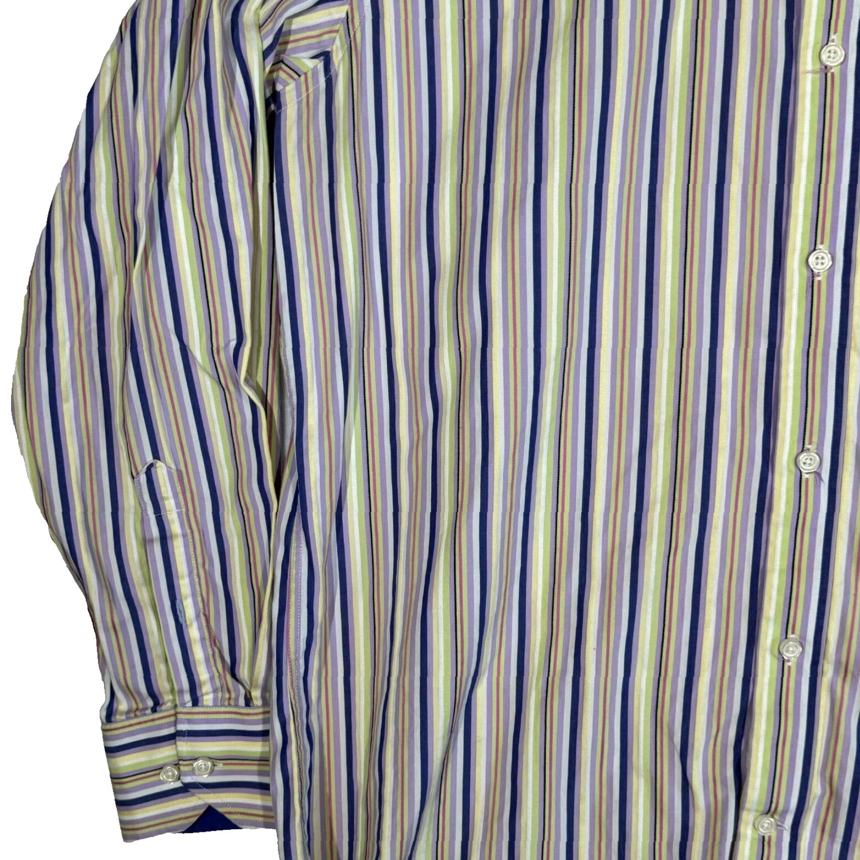 Tailorbyrd TAILORBYRD Men’s L Multicolor Striped Cotton Shirt Button-Up Pockets M591 Size US L / EU 52-54 / 3 - 4 Thumbnail