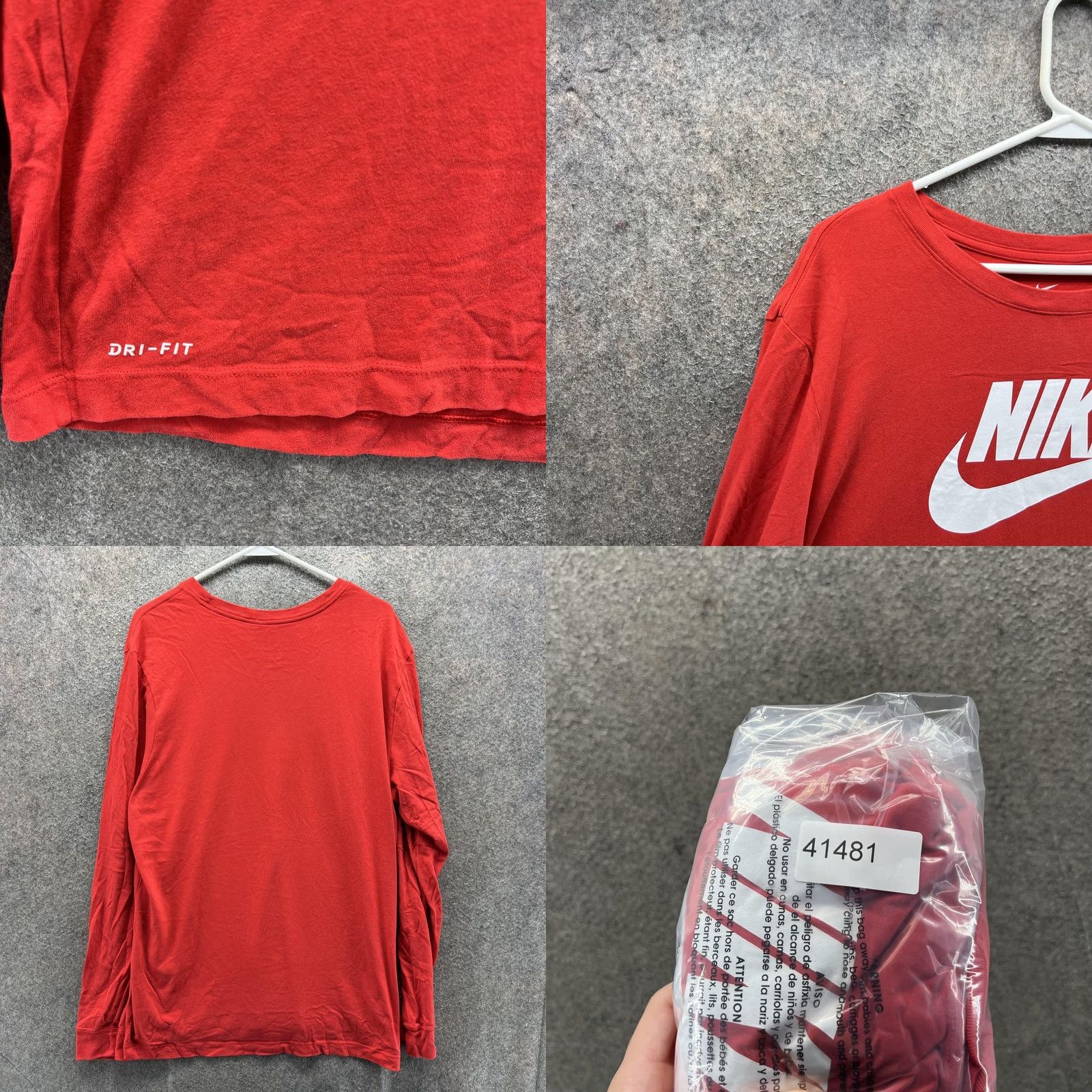Nike Nike Dri-FIT Long Sleeve Tee Mens XL Red Logo Athletic Running Shirt Size US XL / EU 56 / 4 - 8 Thumbnail