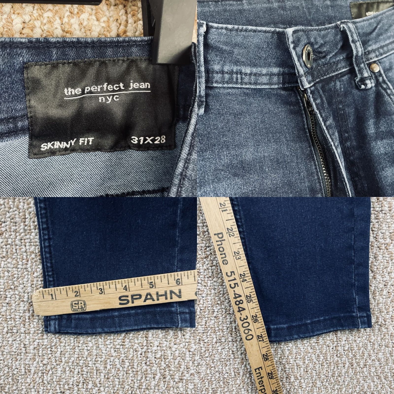 Vintage The Perfect Jean NYC Jeans Mens 31x28 Denim Blue Slim Skinny Fit 5-Pocket Jeans Men Size US 31 - 8 Thumbnail