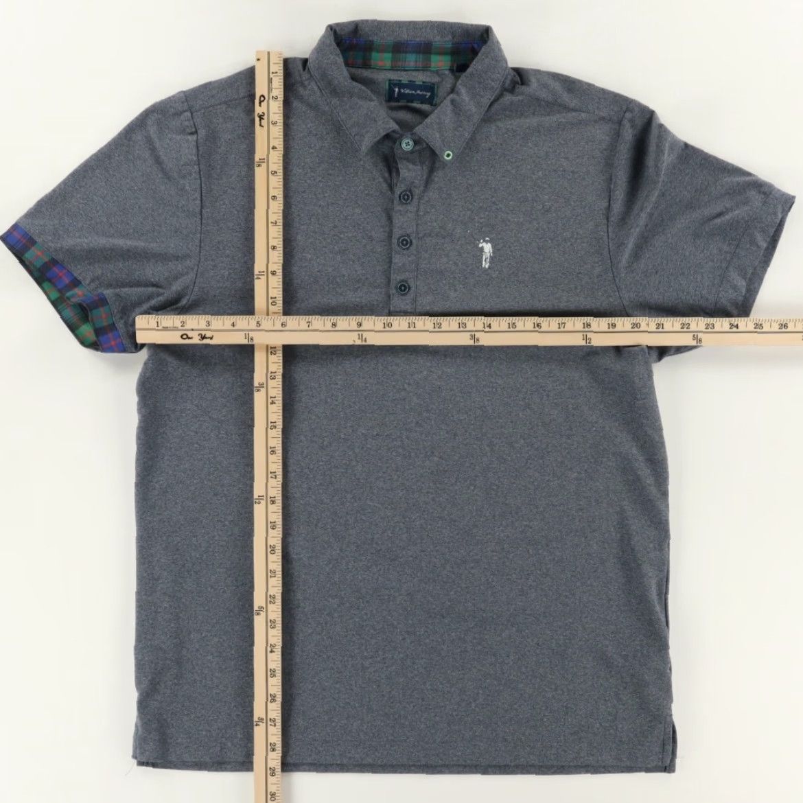 Vintage William Murray Tartan Trim Stretch Solid Polo Shirt Charcoal Men's L Size US L / EU 52-54 / 3 - 3 Thumbnail