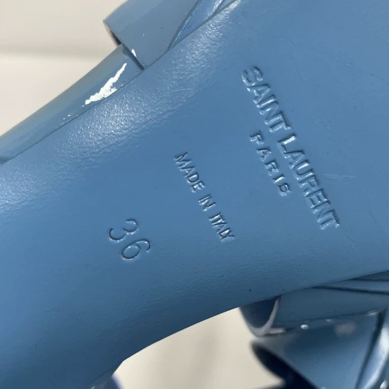 Yves Saint Laurent YSL Blue Patent Leather High Heels Size 36-2506 Size US 6 / IT 36 - 8 Thumbnail