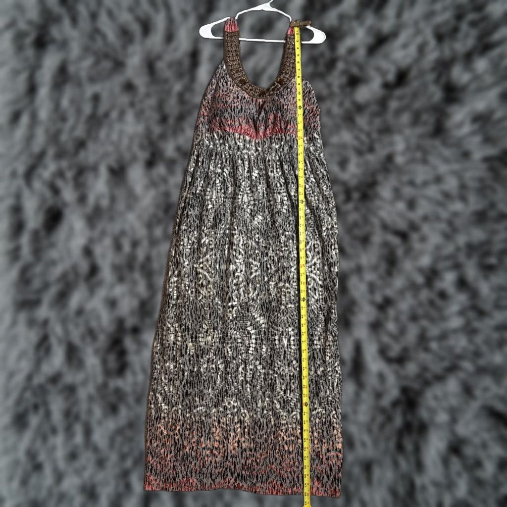 Beaded Halter Maxi Dress Medium Boho Tribal Festival Ethereal Romantic Y2K Look Dress