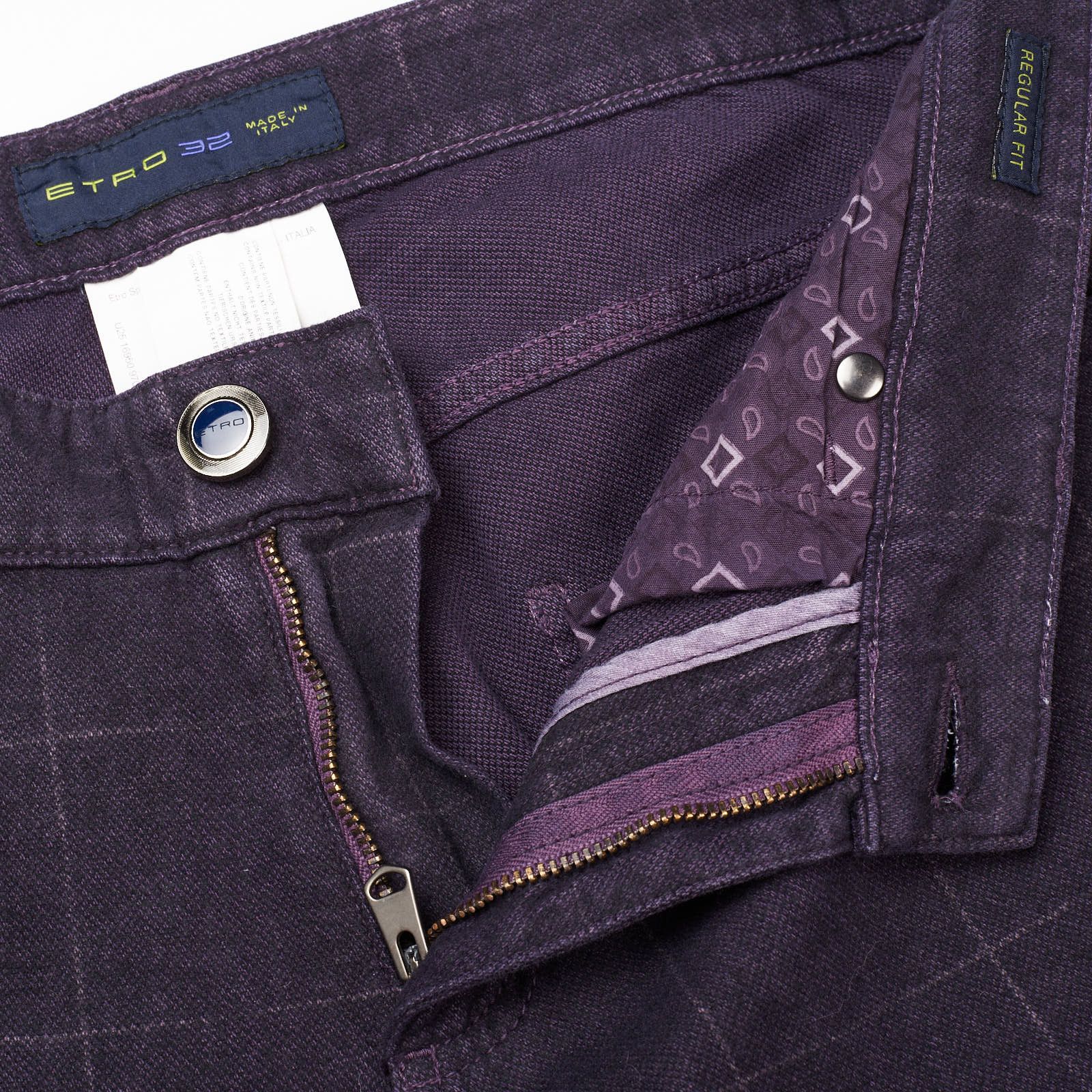 Etro ETRO Purple Windowpane Cotton Slim Fit Denim Jeans NEW Size US 32 / EU 48 - 5 Thumbnail