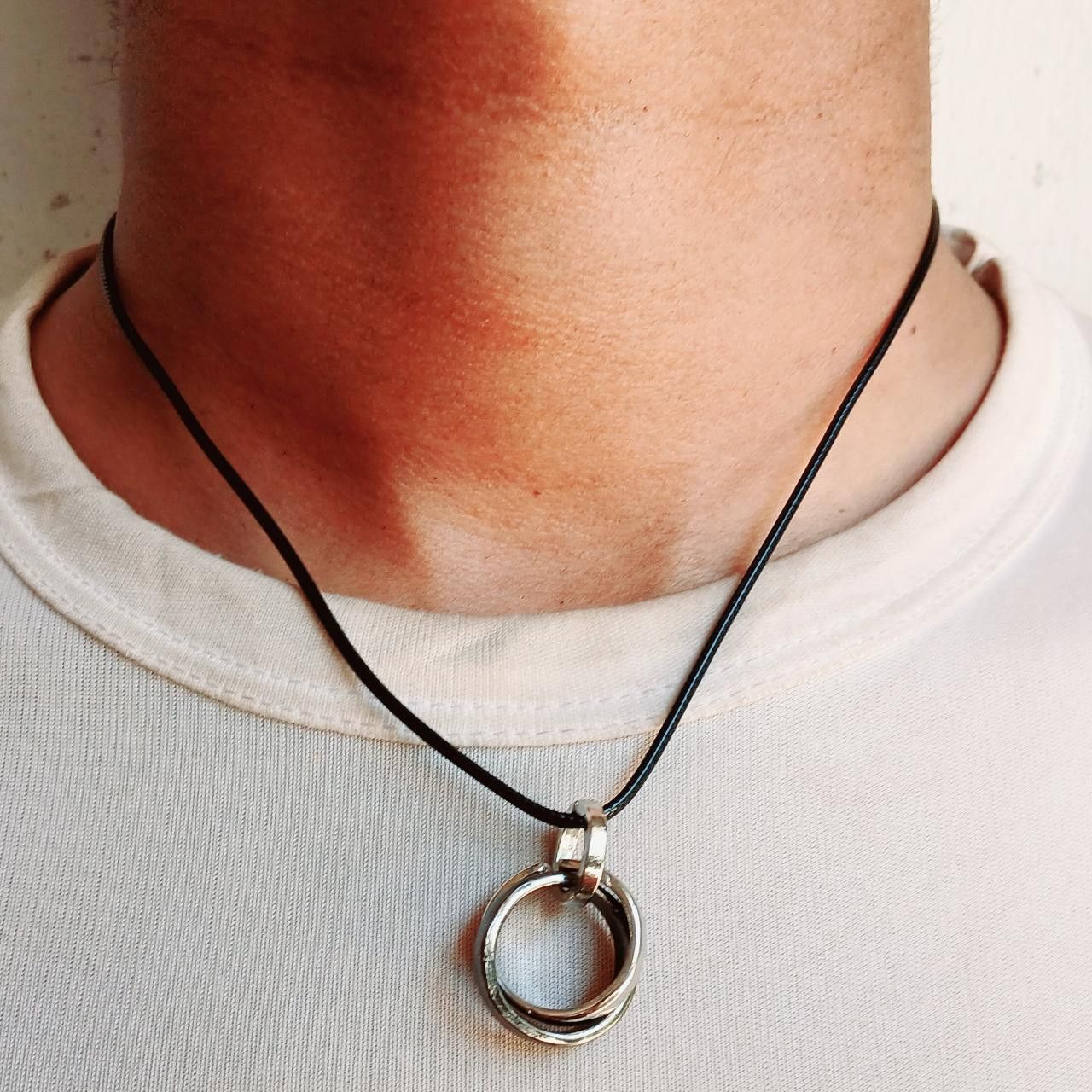 Other Retro Black Leather Cord Chain Pendant Necklace Size ONE SIZE - 1 Thumbnail