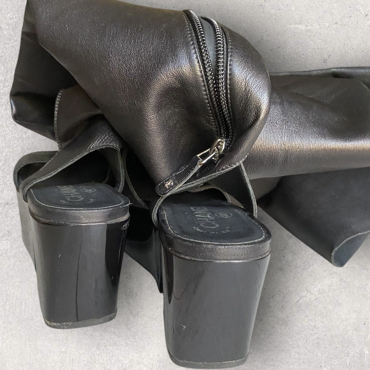 Chanel Runway SS11 Platform Open Toe Over Knee High Boots Size US 7 / IT 37 - 9 Thumbnail