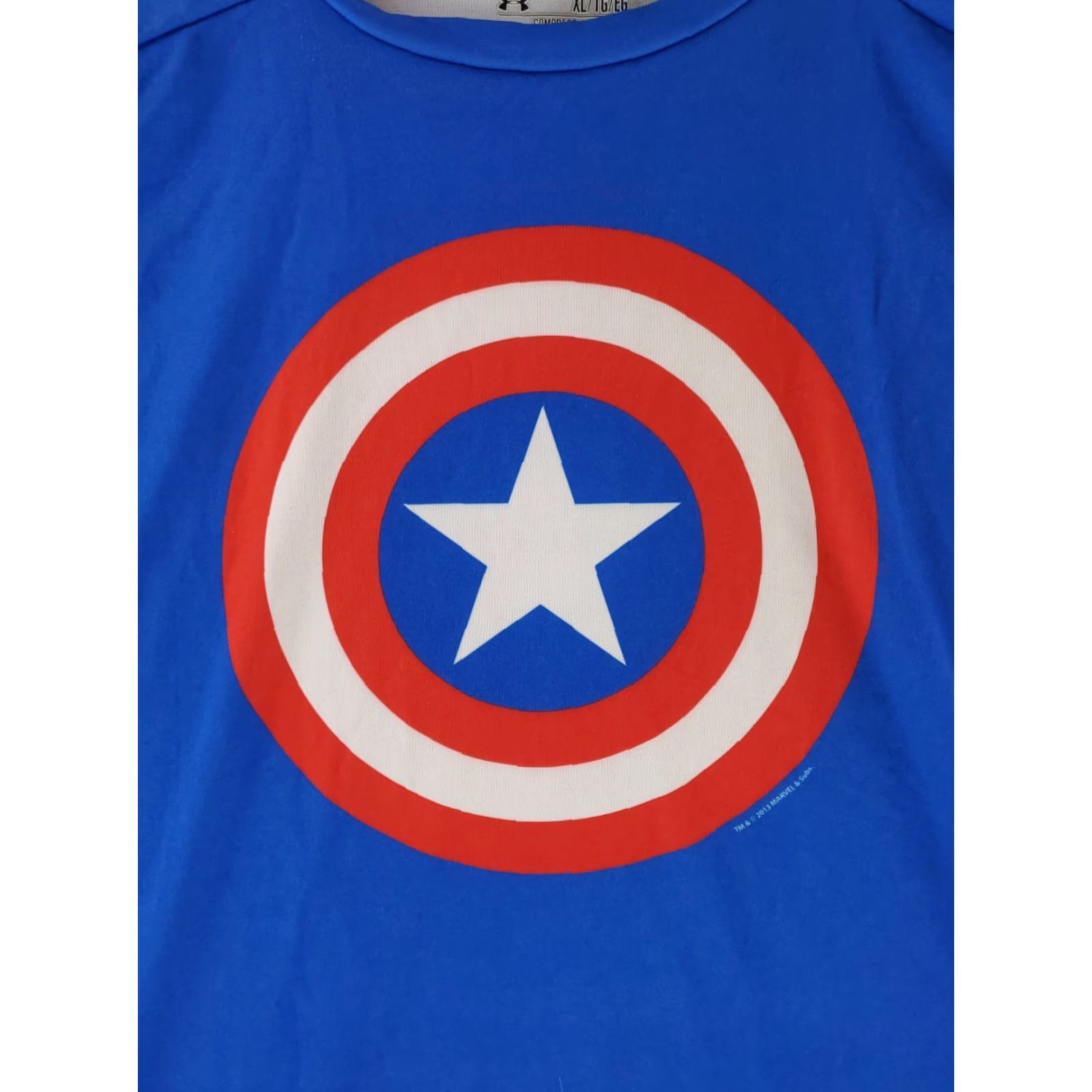 Under Armour Under Armour Captain America Heatgear Compression Shirt Blue Mens XL T-Shirt Men XL Capt America Heatgear Shirt Size US XL / EU 56 / 4 - 3 Thumbnail