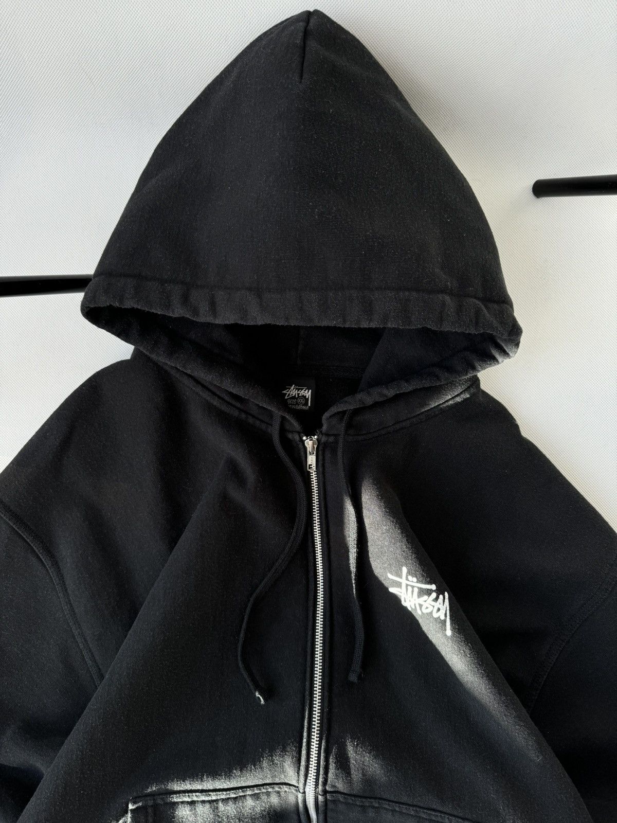 Stussy × Vintage STUSSY Big Logo LOGO VINTAGE OVERSIZE Zip Up Black HOODIE Size US XXL / EU 58 / 5 - 24 Thumbnail