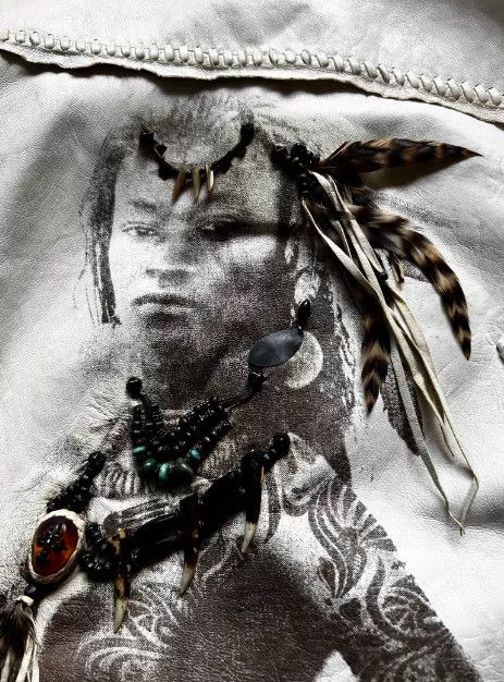 14th Addiction Tribal Portrait Beaded Handcrafted Goatskin Leather Jacket Size US S / EU 44-46 / 1 - 5 Thumbnail
