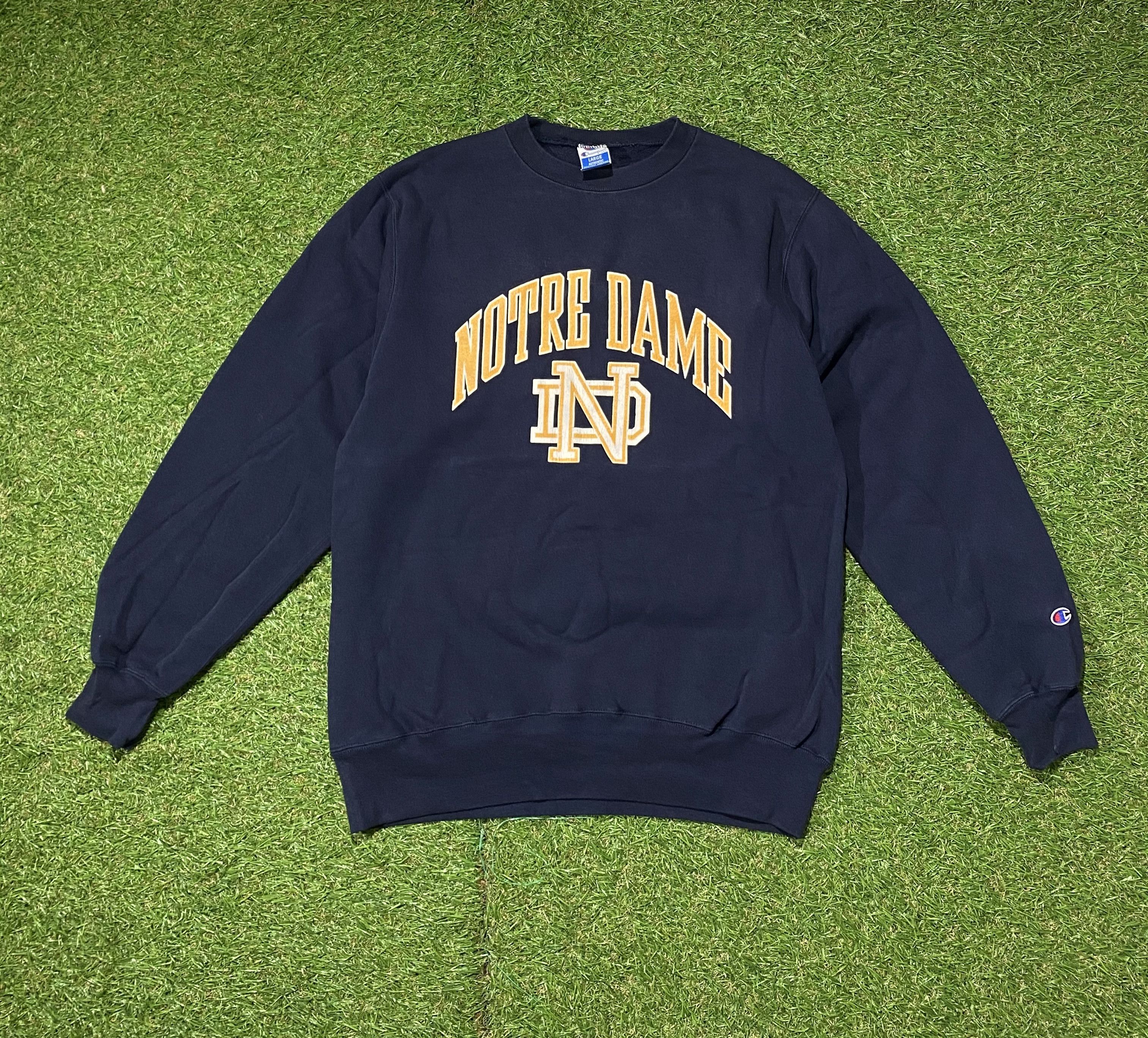 Champion Streetwear Vintage Vintage 90s Champion Norte Dame Big Logo Sweatshirt Grailed