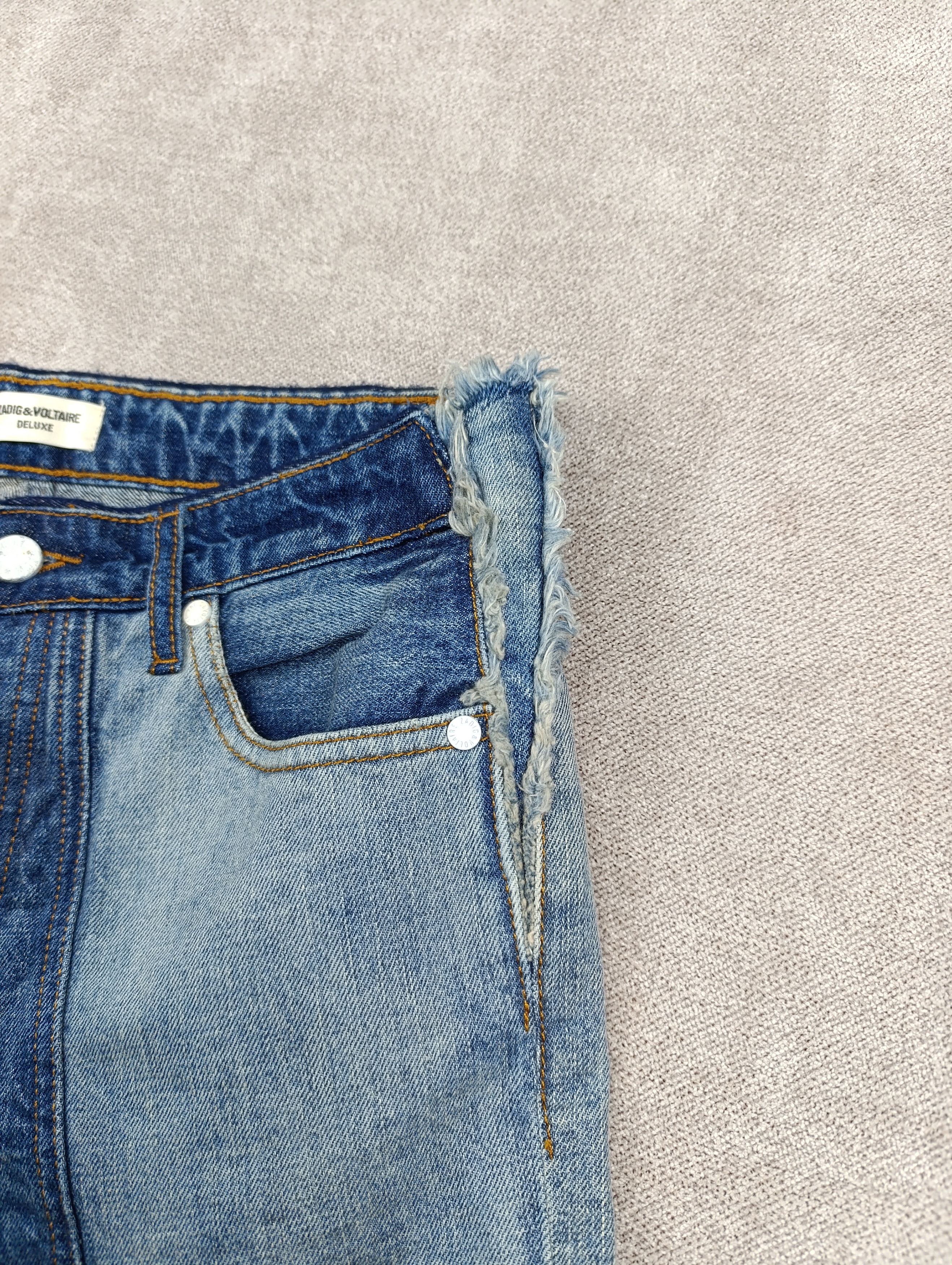 ZADIG VOLTAIRE DELUXE BOYFIX PATCHWORK BOYFRIEND JEANS BLUE