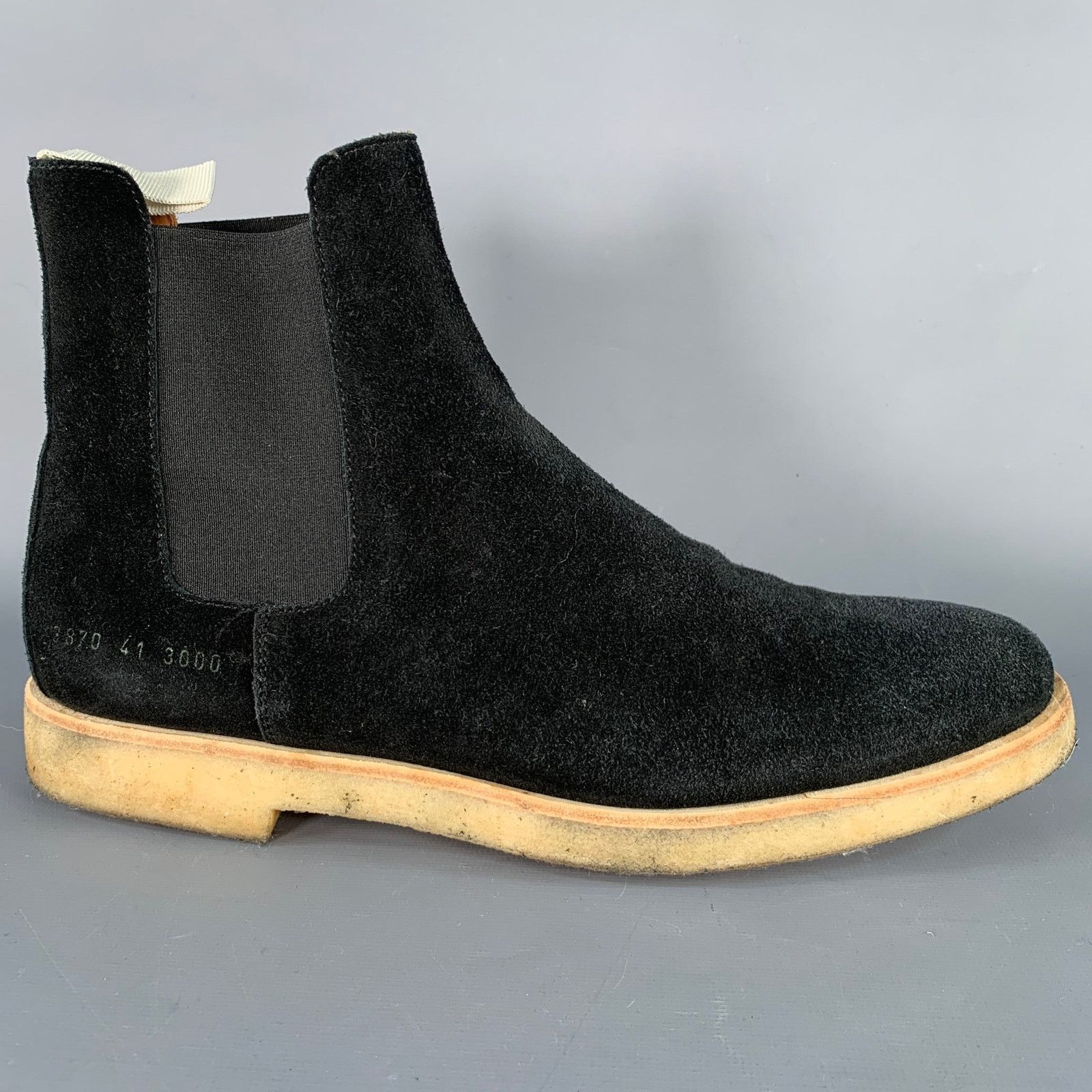 Common Projects Black Suede Crepe Sole Pull On Chelsea Ankle Boots Size US 11 / IT 41 - 2 Thumbnail